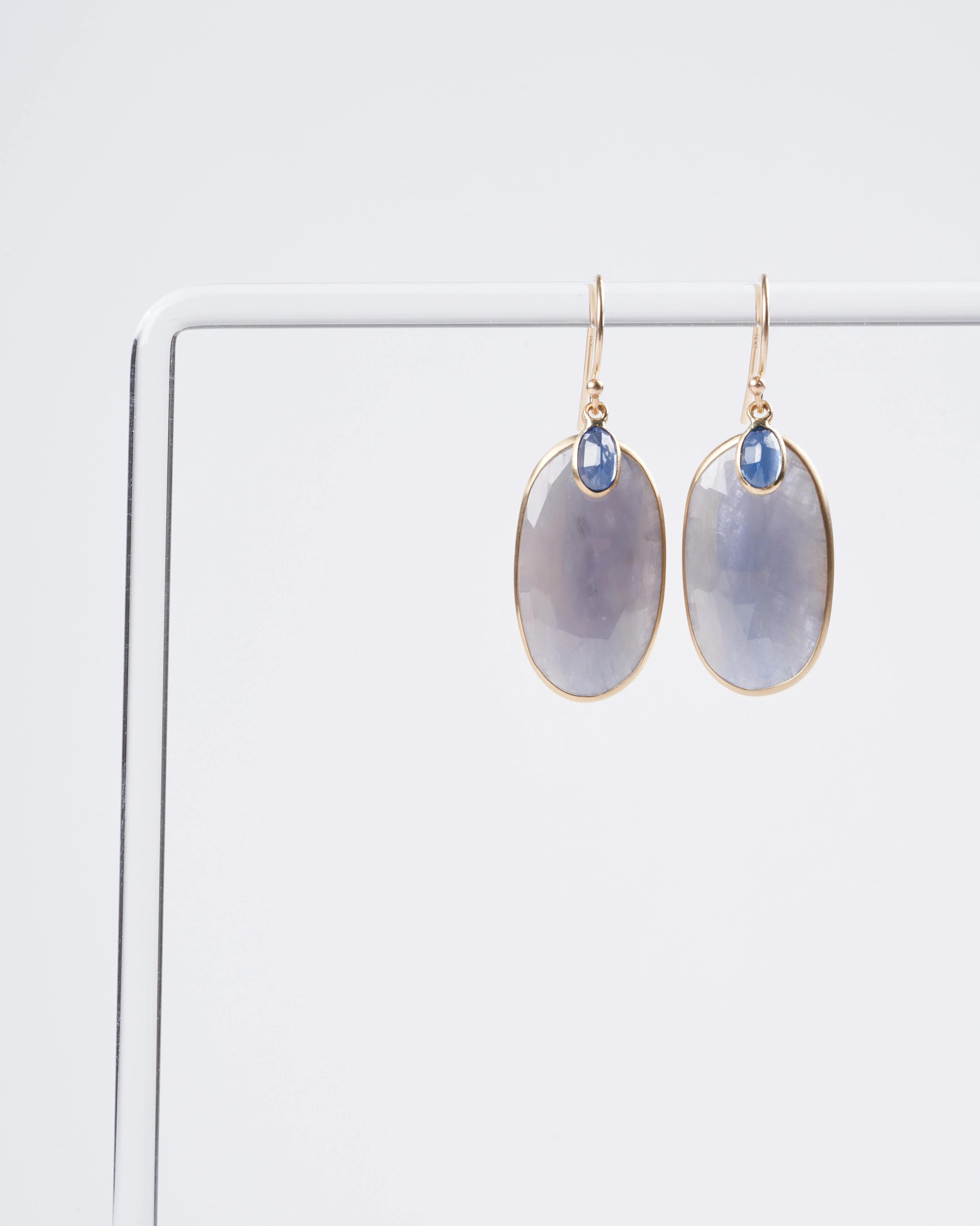 large blue sapphires and small blue kyanite drop earrings - Image 2