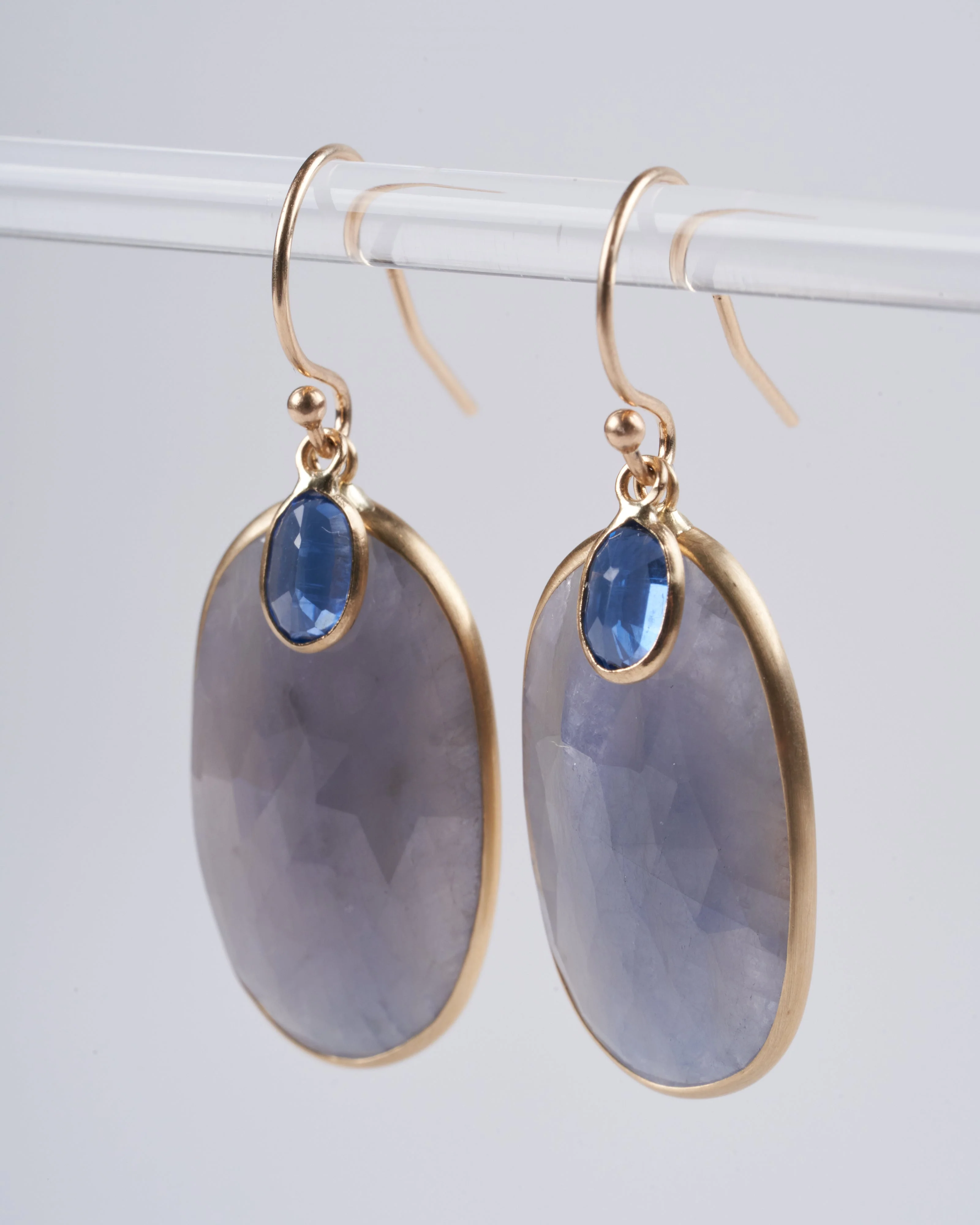 large blue sapphires and small blue kyanite drop earrings - Image 3