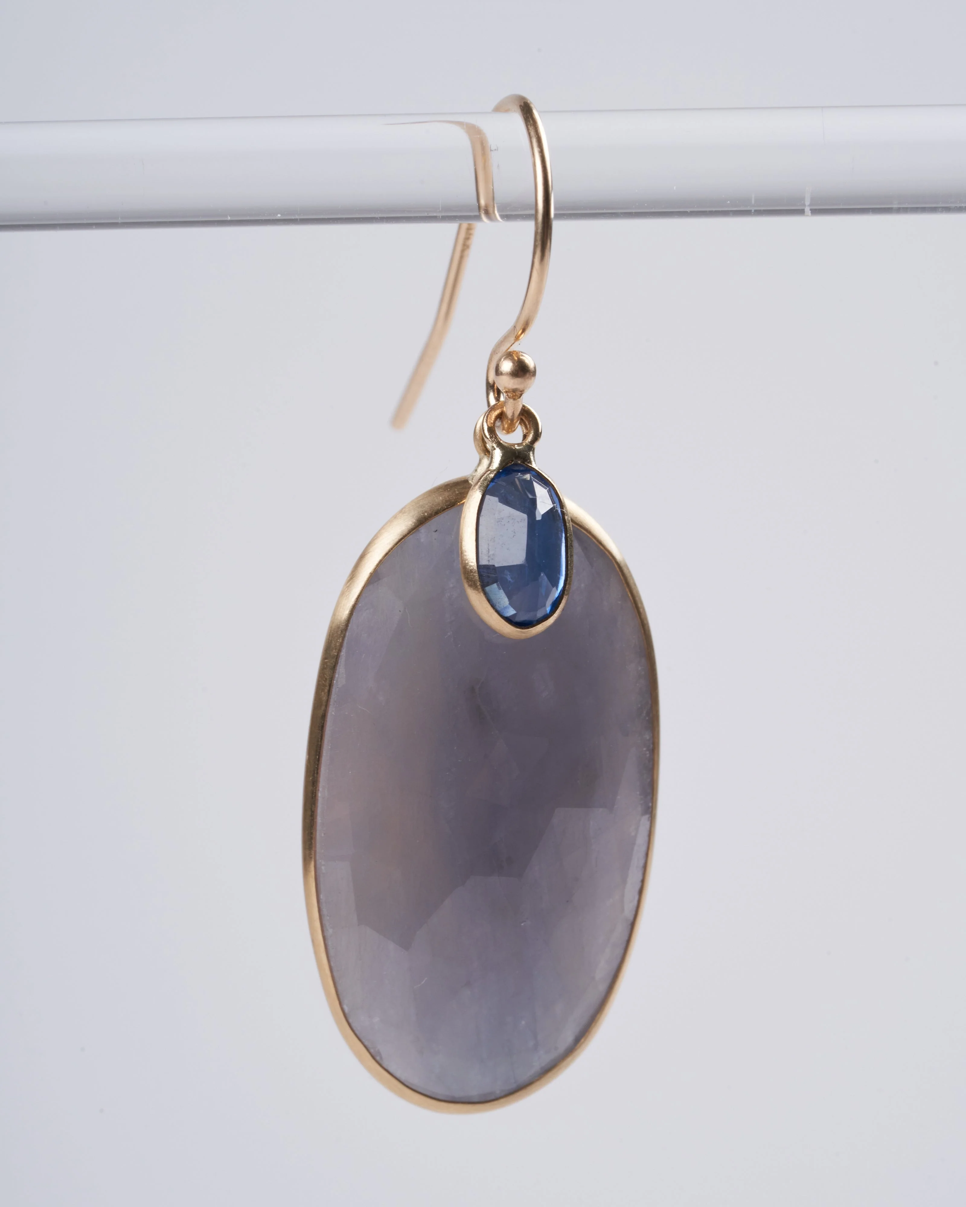 large blue sapphires and small blue kyanite drop earrings - Image 4