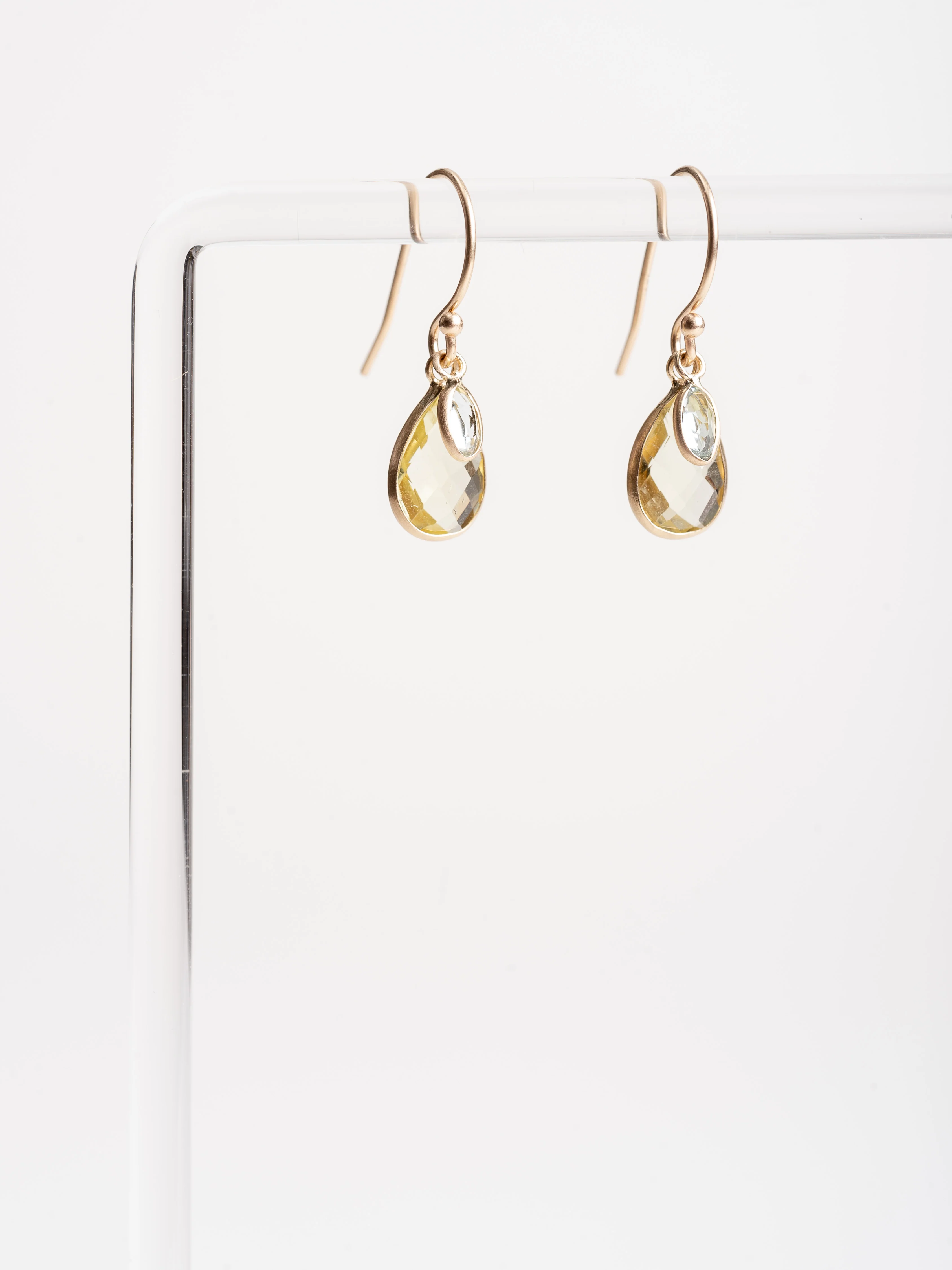 lemon quartz/aquamarine earrings - Image 2