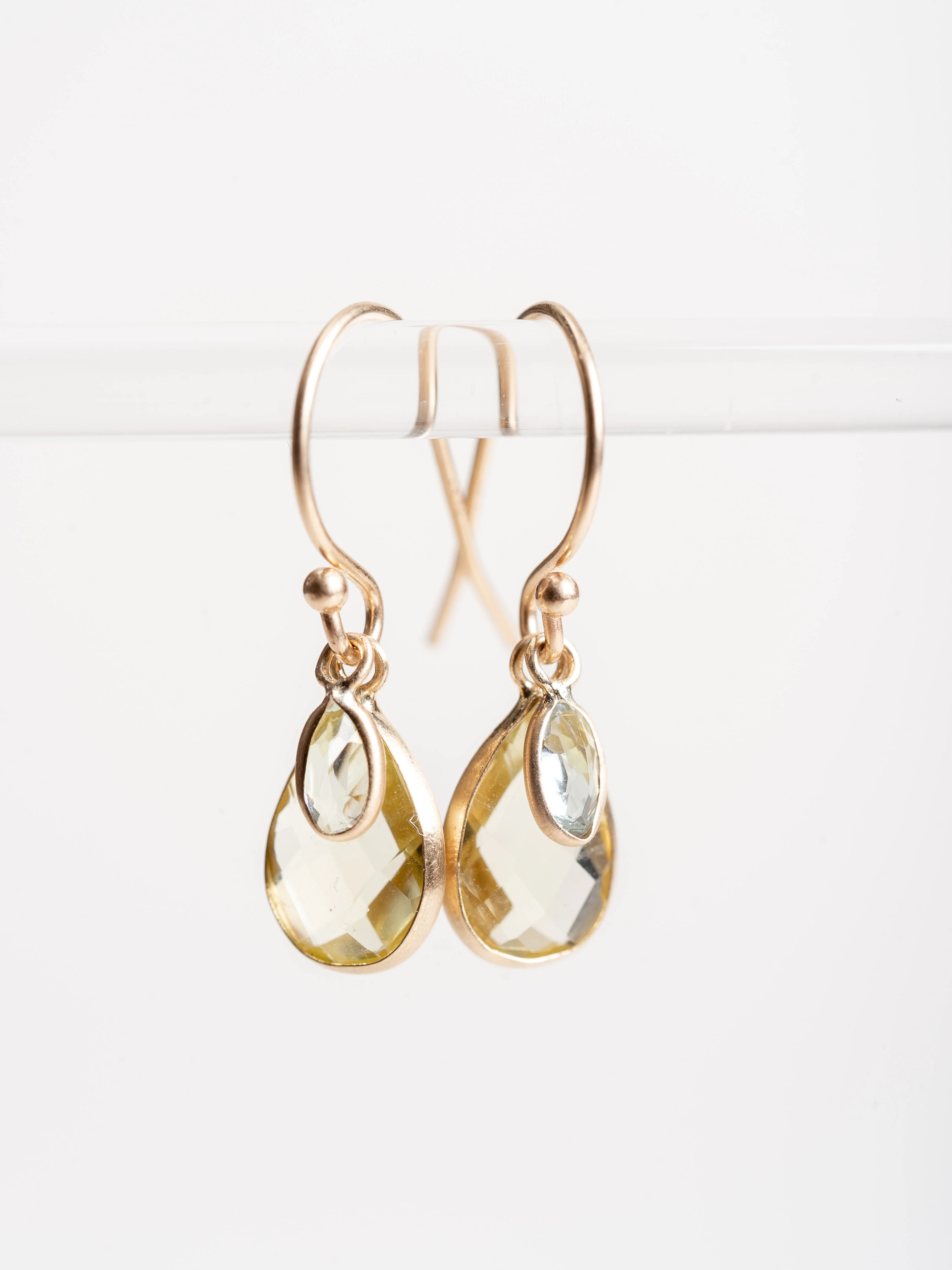 lemon quartz/aquamarine earrings - Image 4