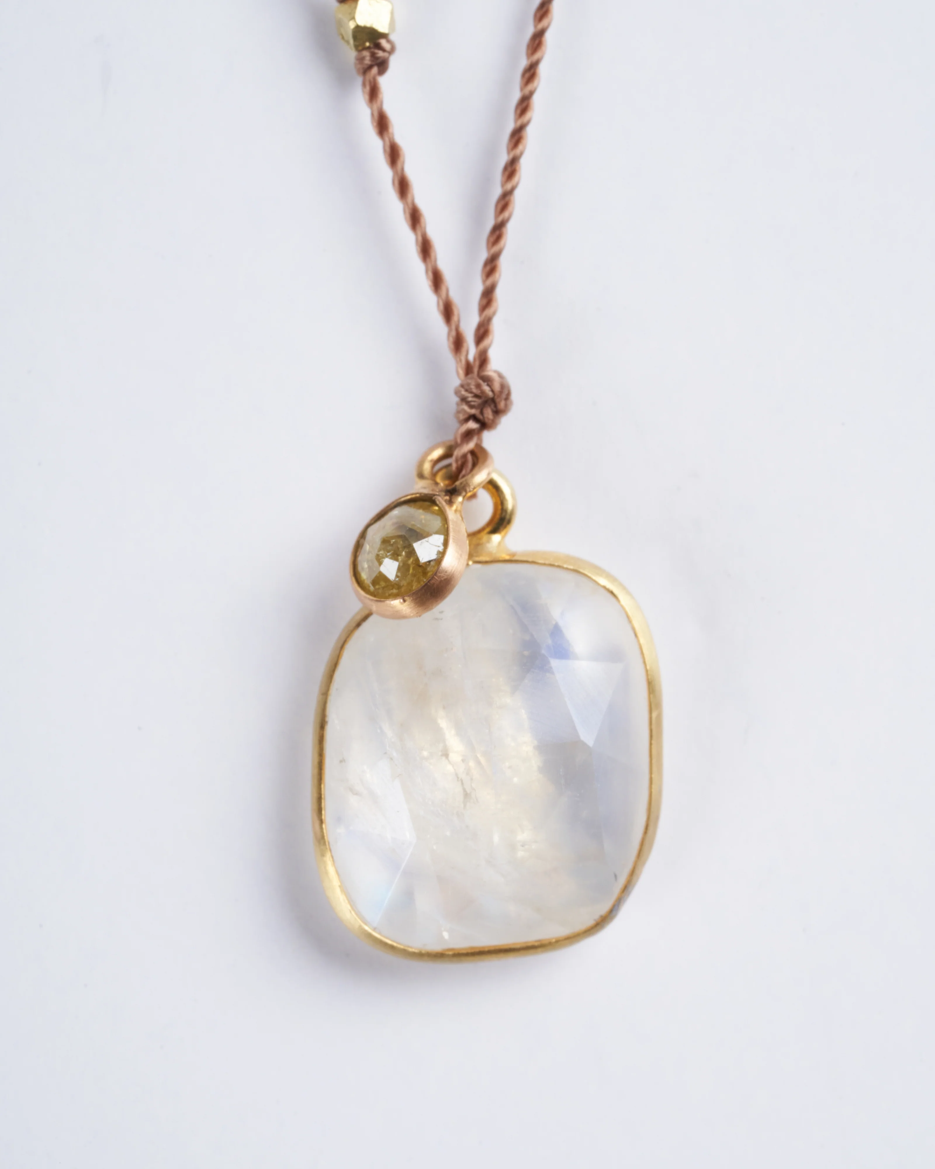 moonstone and diamond necklace 18kyg - white - Image 3