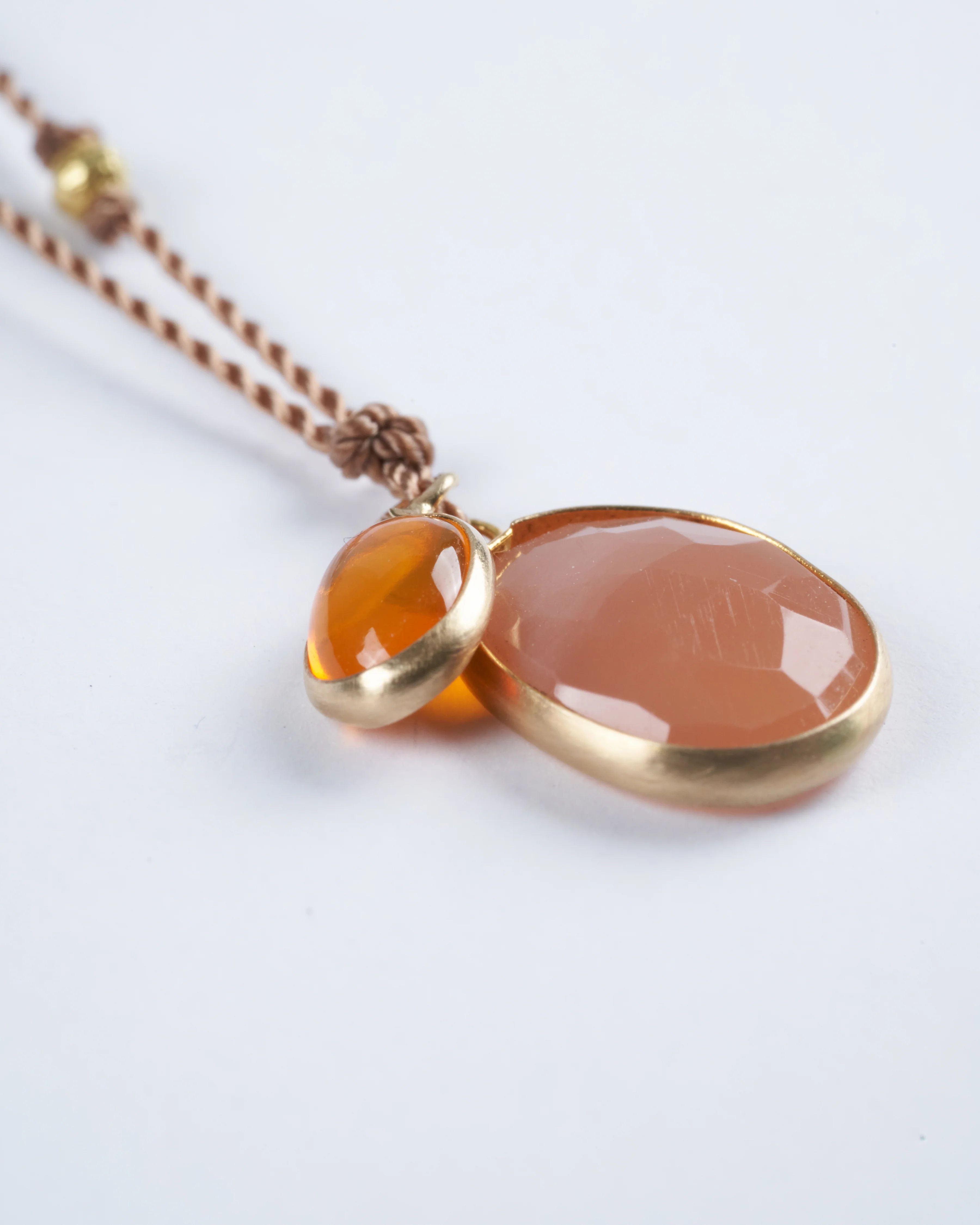 peach moonstone & fire opal - peach - Image 2