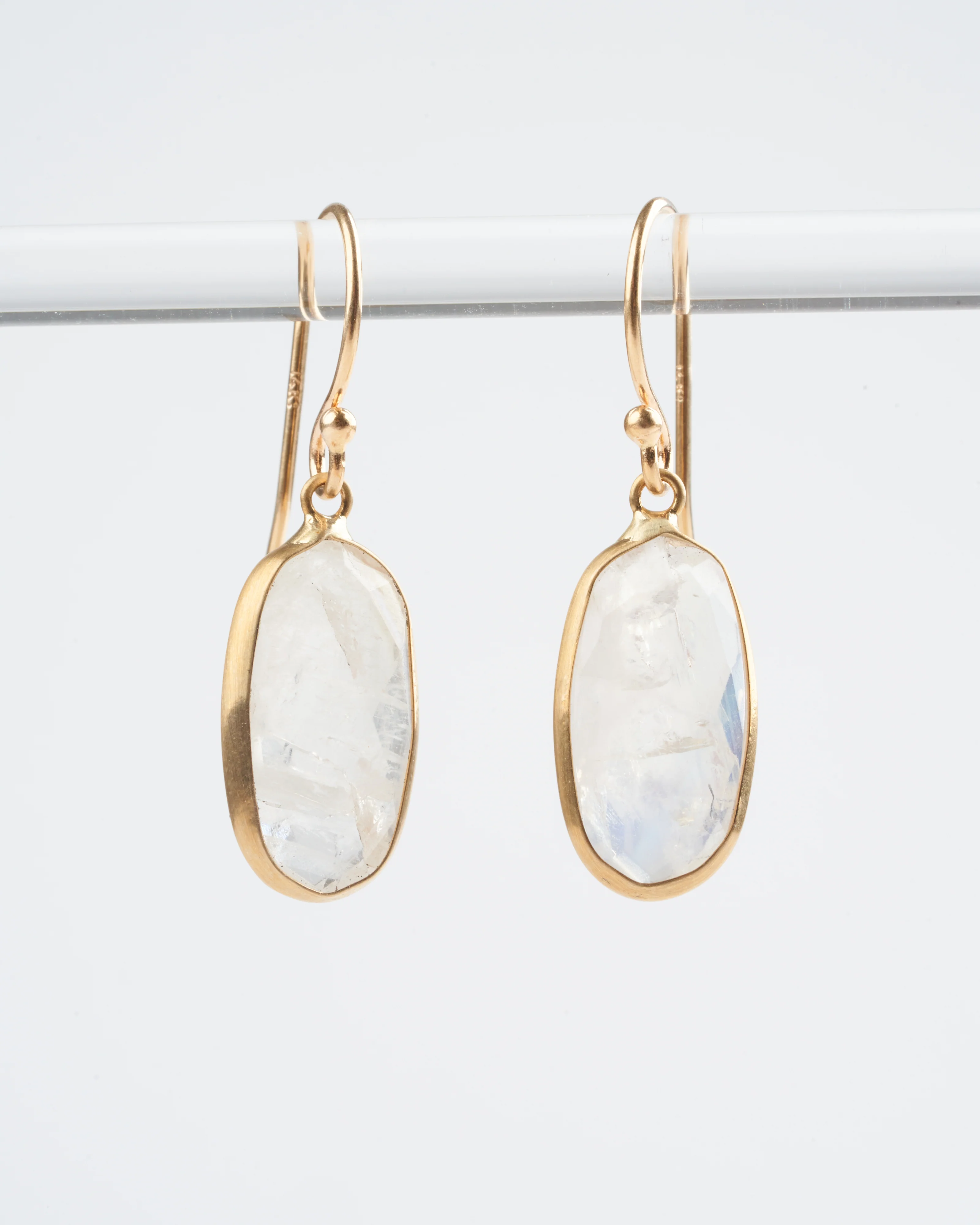 rainbow moonstone long drop earrrings - white - Image 2