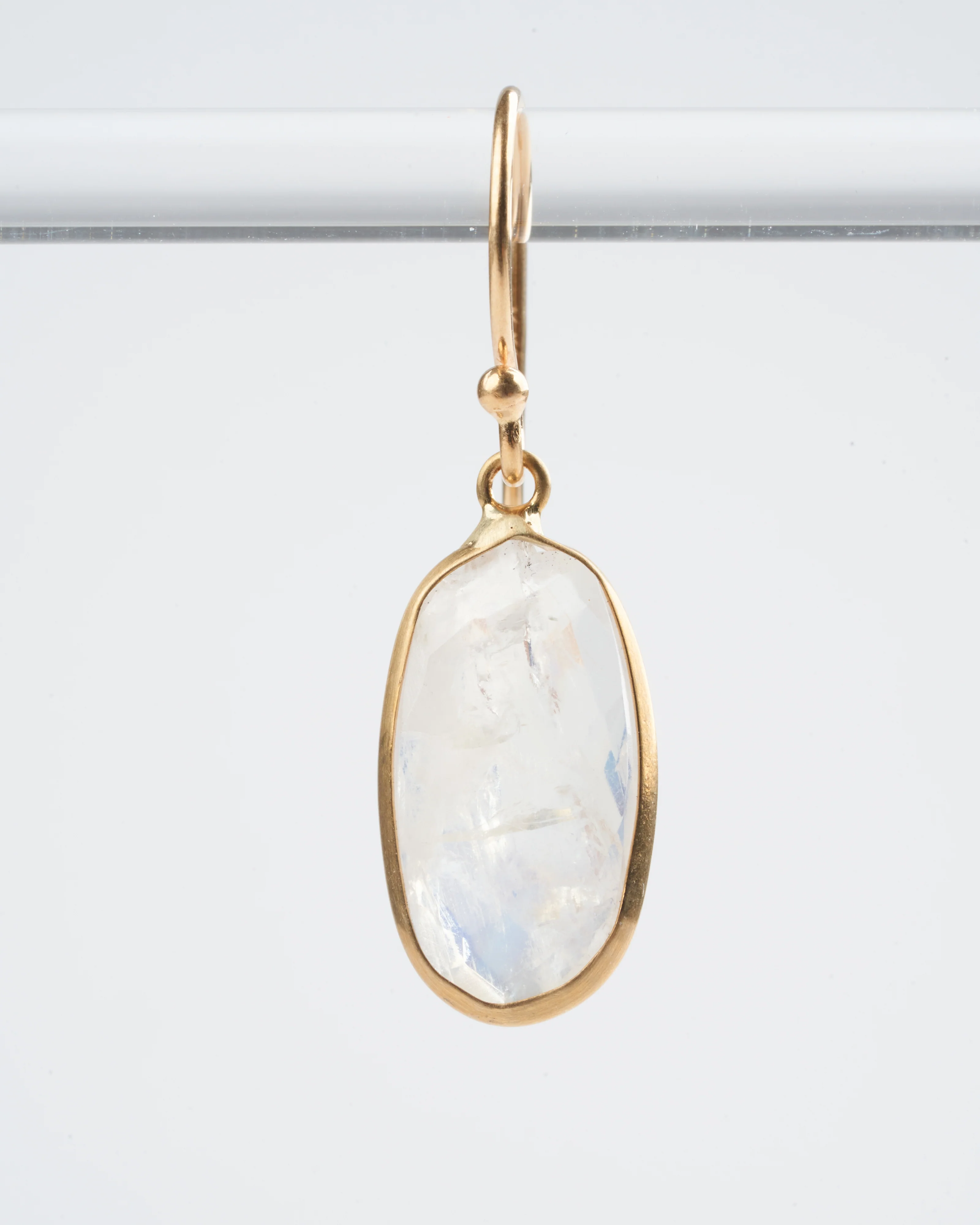 rainbow moonstone long drop earrrings - white - Image 4