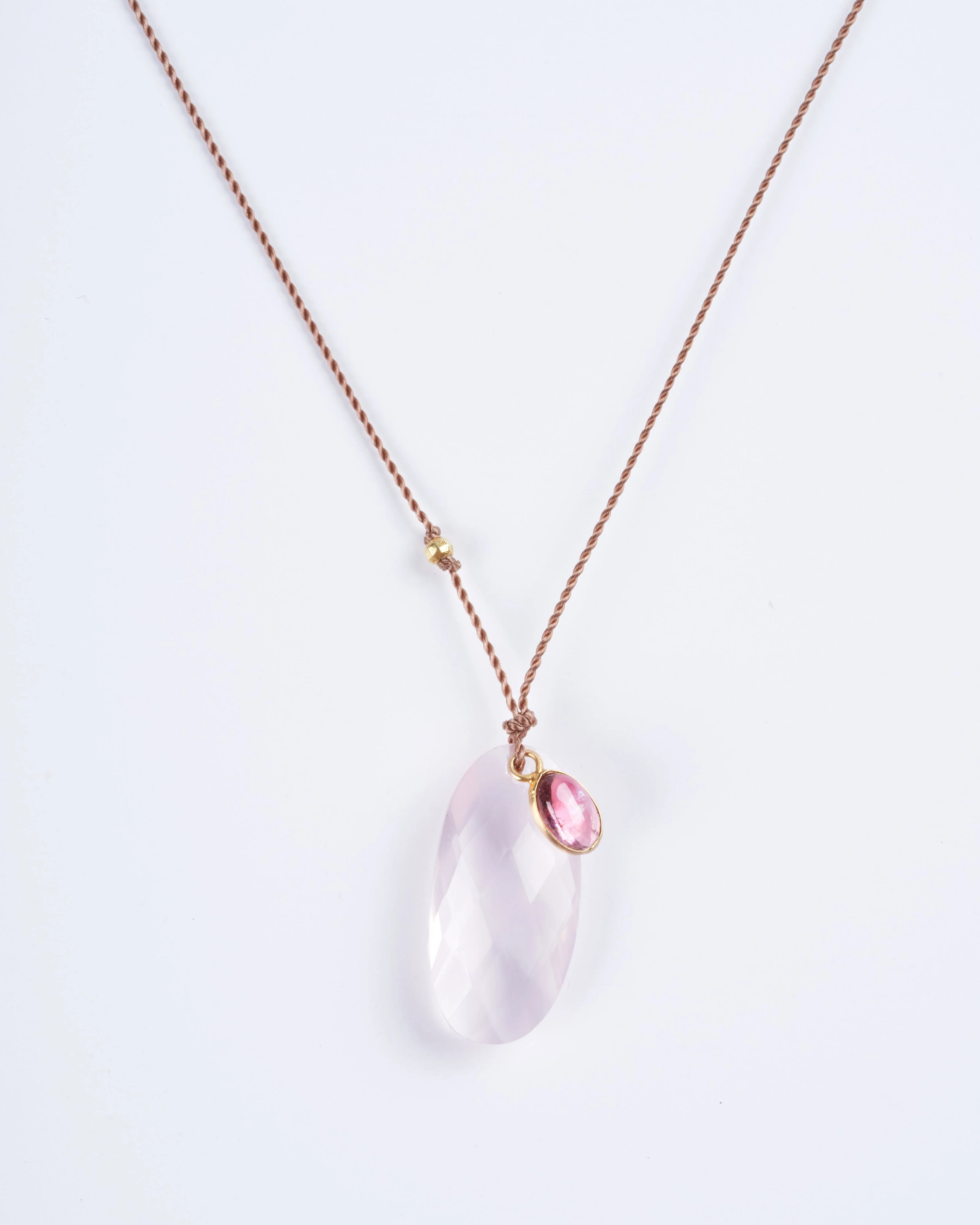 rose quartz and cabochon pink tourmaline necklace