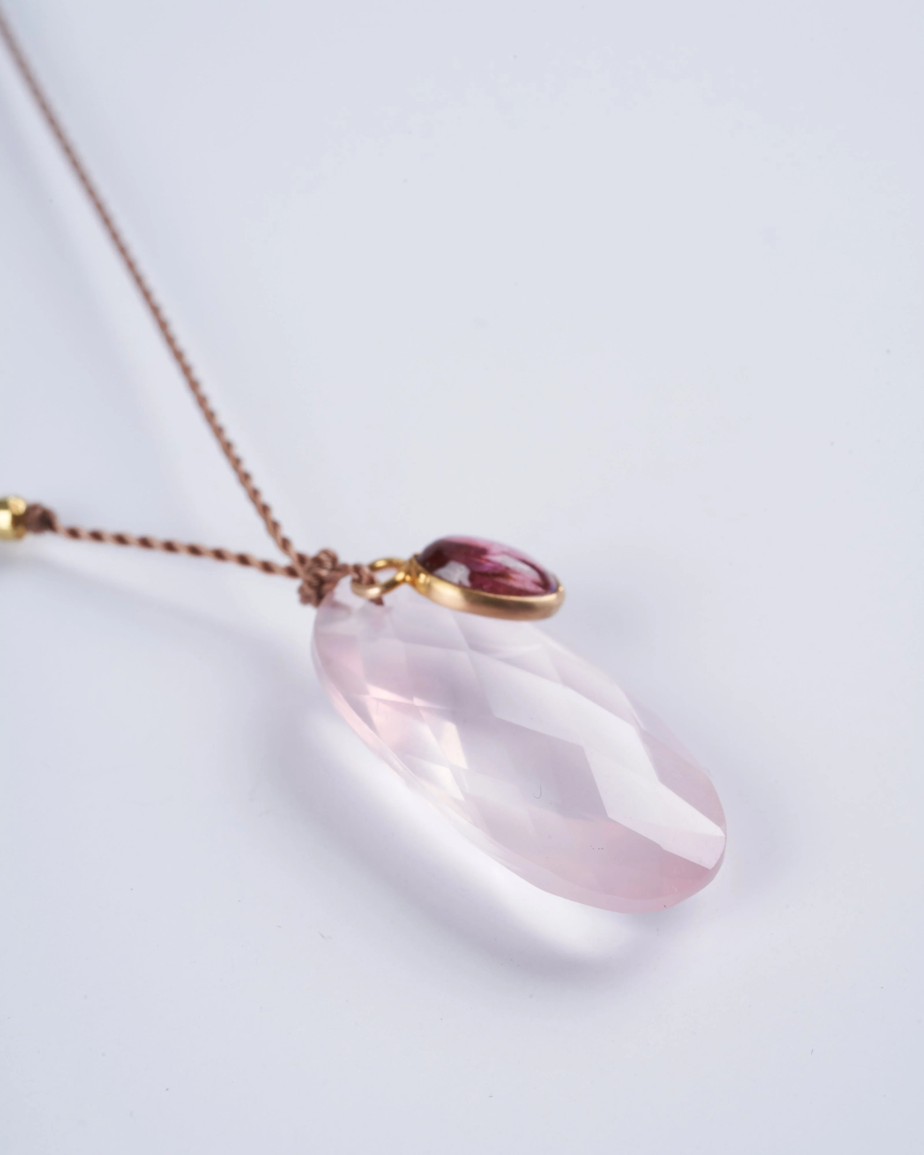 rose quartz and cabochon pink tourmaline necklace - Image 2
