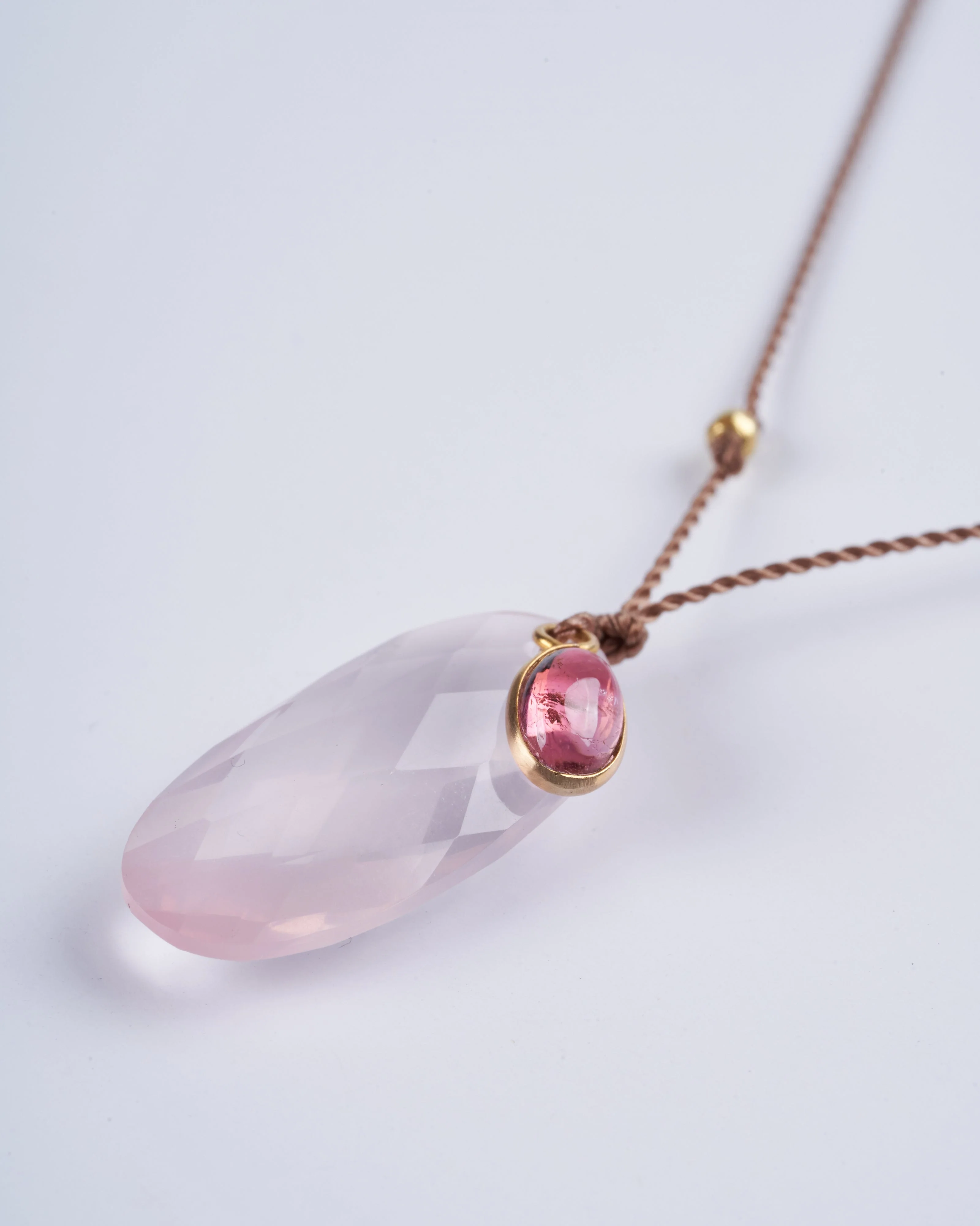 rose quartz and cabochon pink tourmaline necklace - Image 3