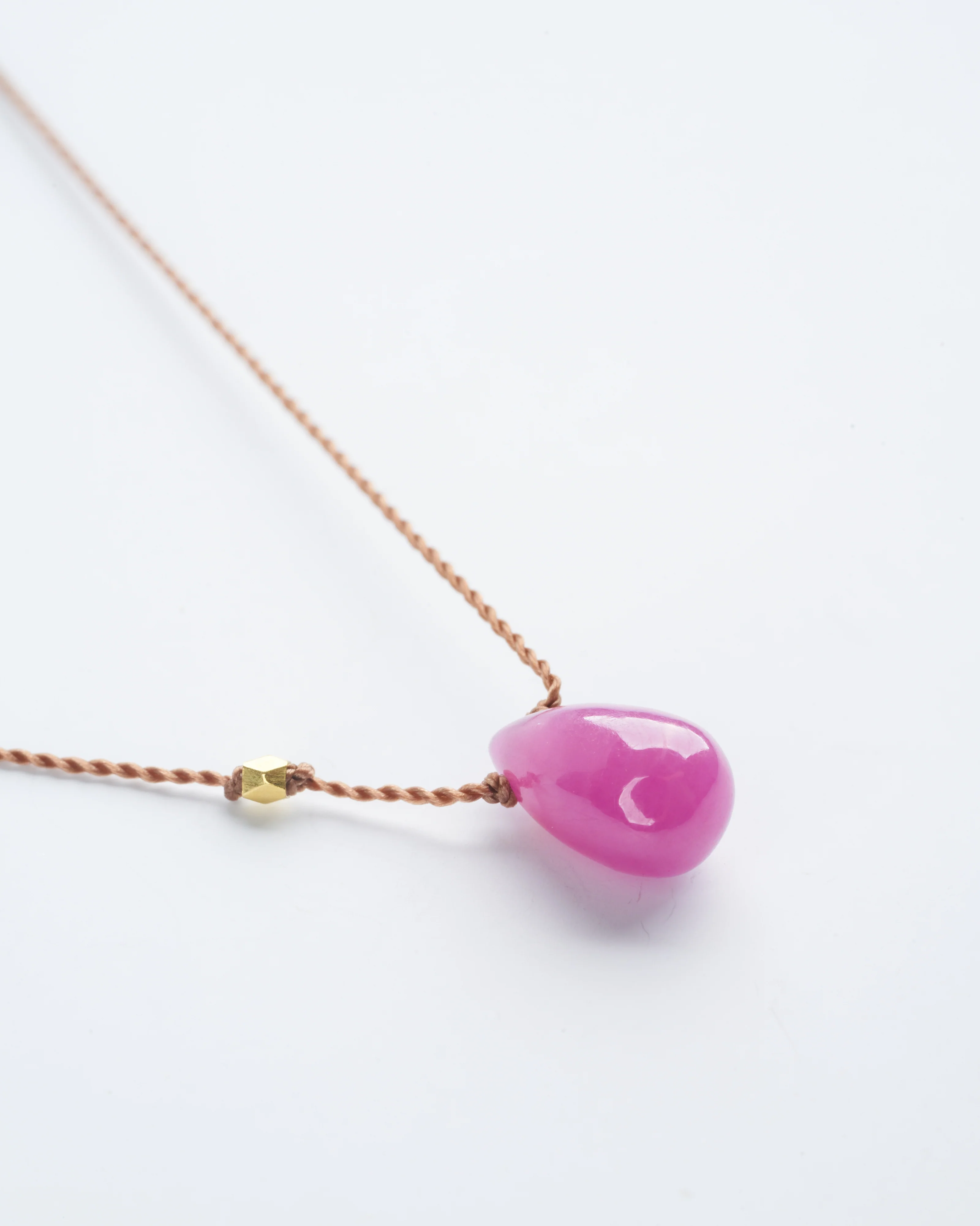 ruby necklace with 18k gold bead - pink - Image 2