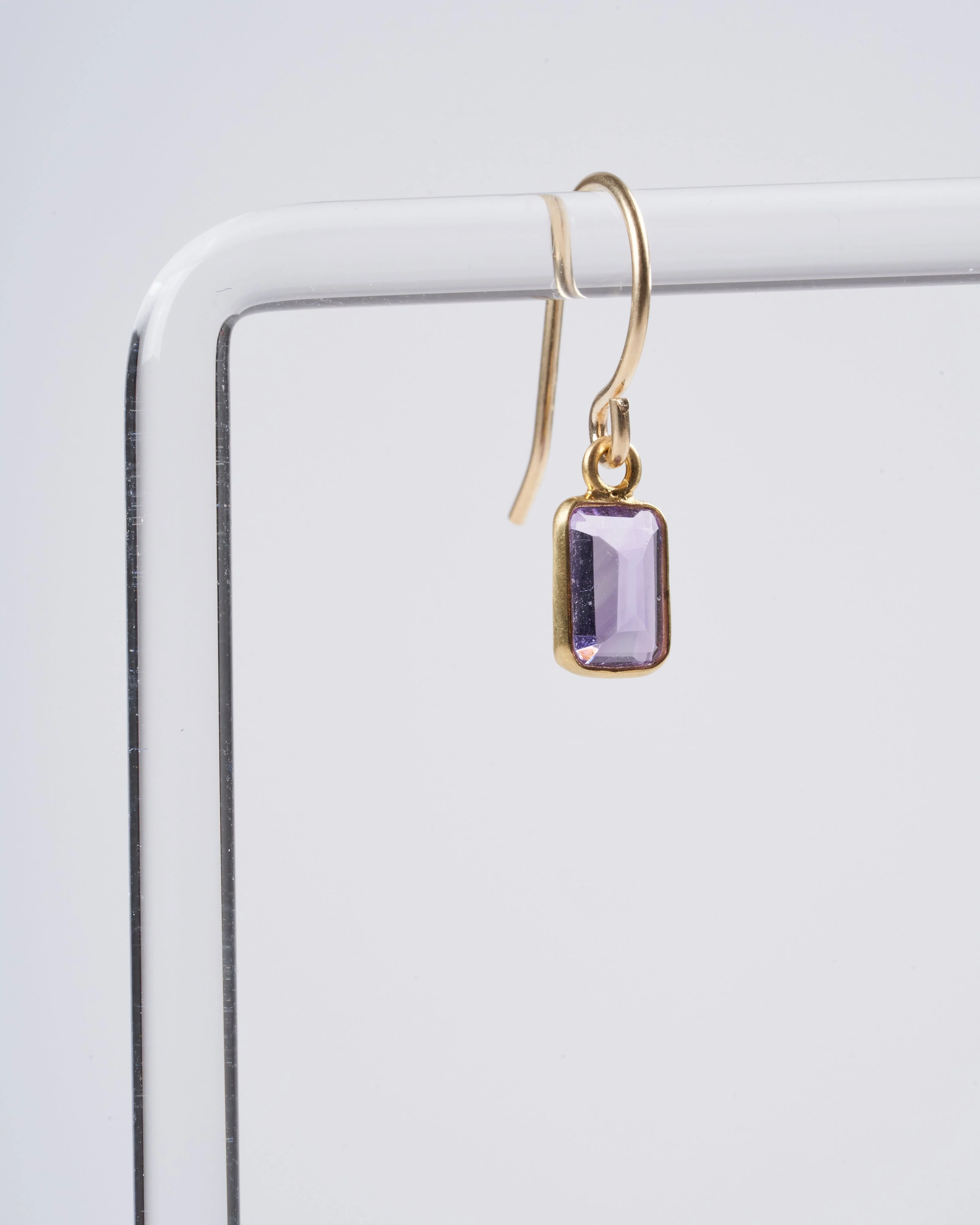 emerald cut amethyst drop earrings - Image 2
