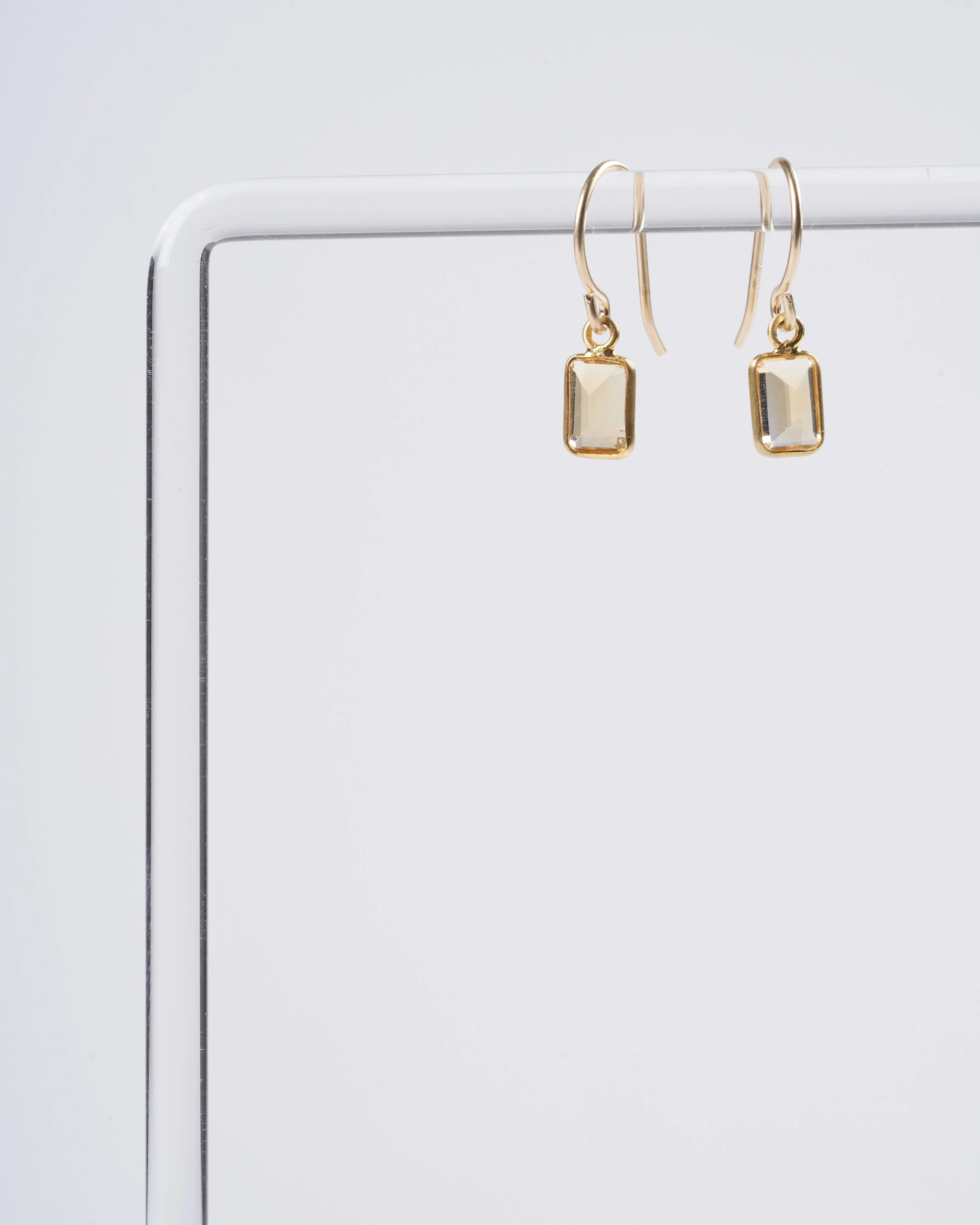 emerald cut citrine drop earrings - Image 2