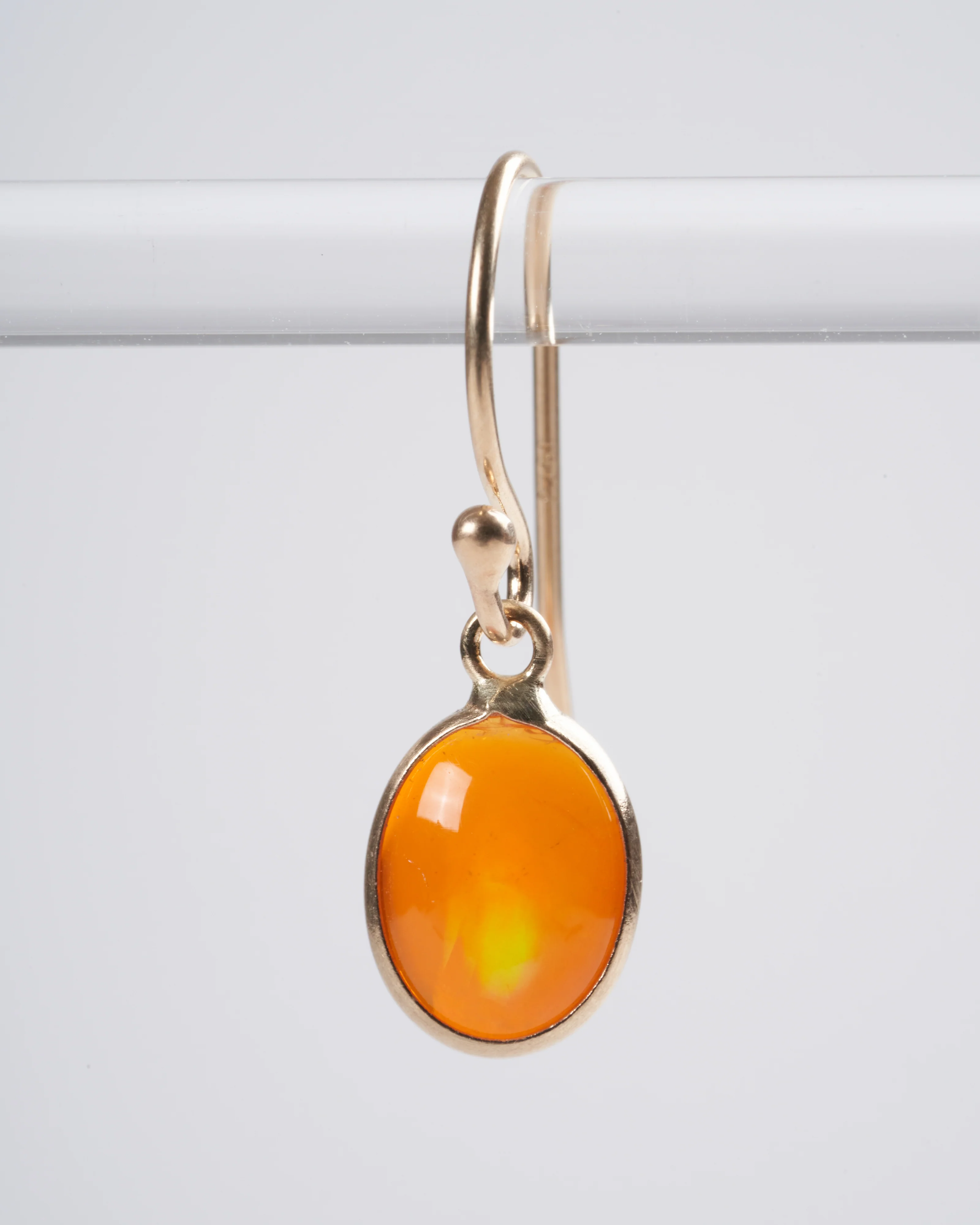 small fire opal earrings 18k yg - orange - Image 3