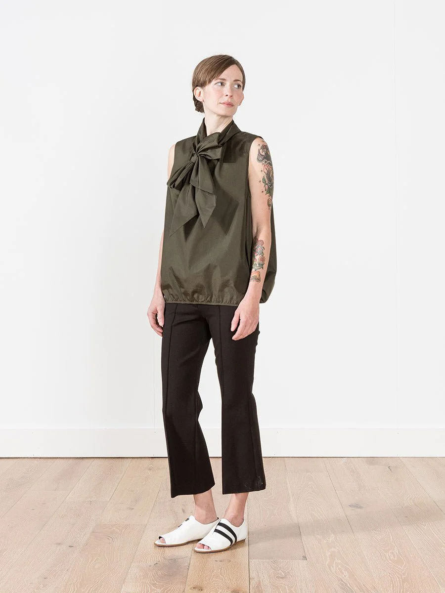 tie neck blouse - dark green