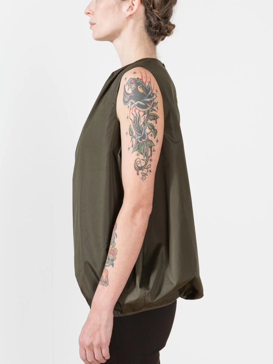 tie neck blouse - dark green - Image 3