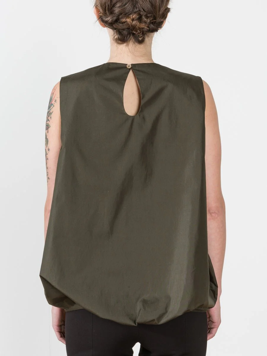 tie neck blouse - dark green - Image 4