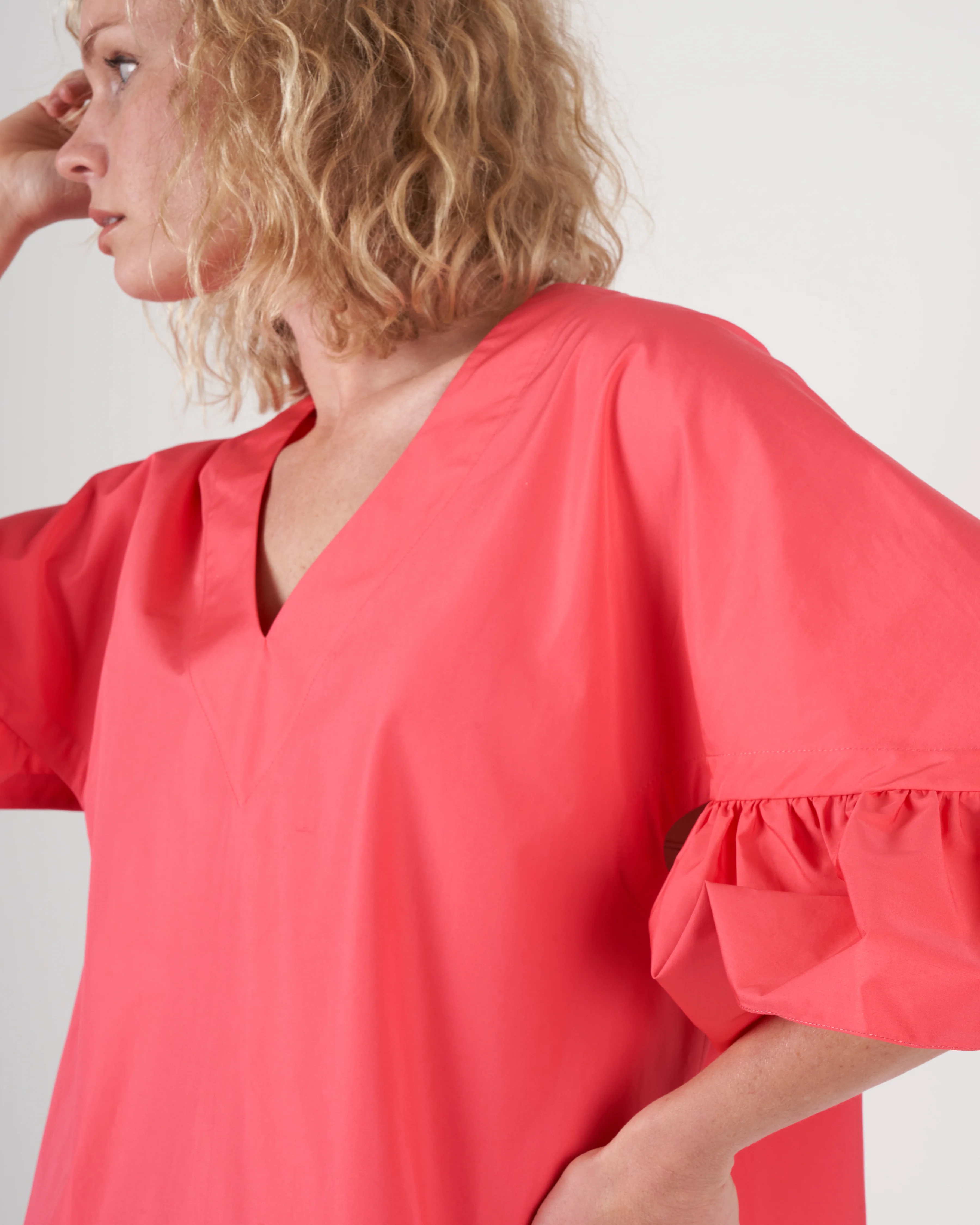 ruffle sleeve top - coral - Image 5