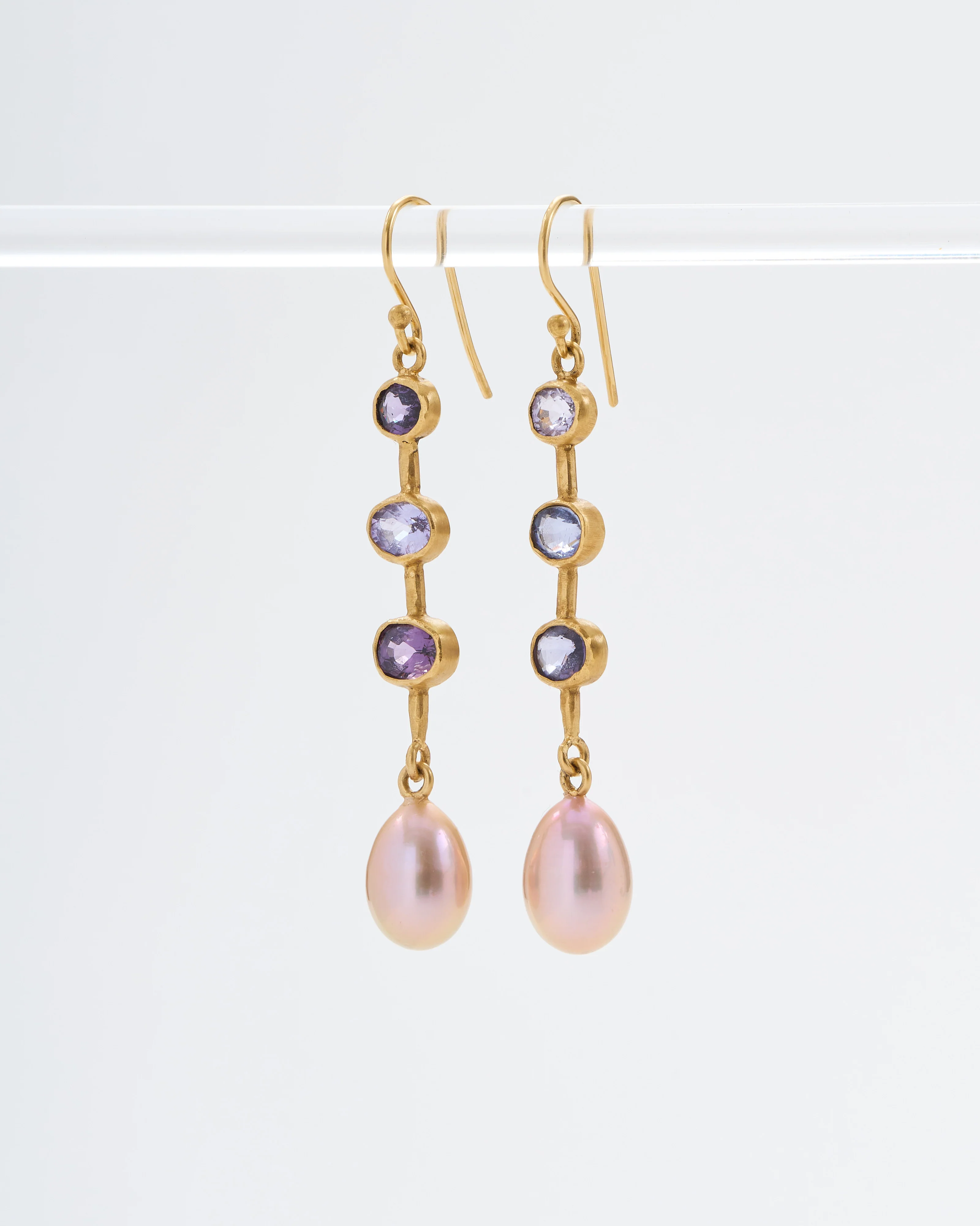 spinel and pearl stick earrings - Image 2