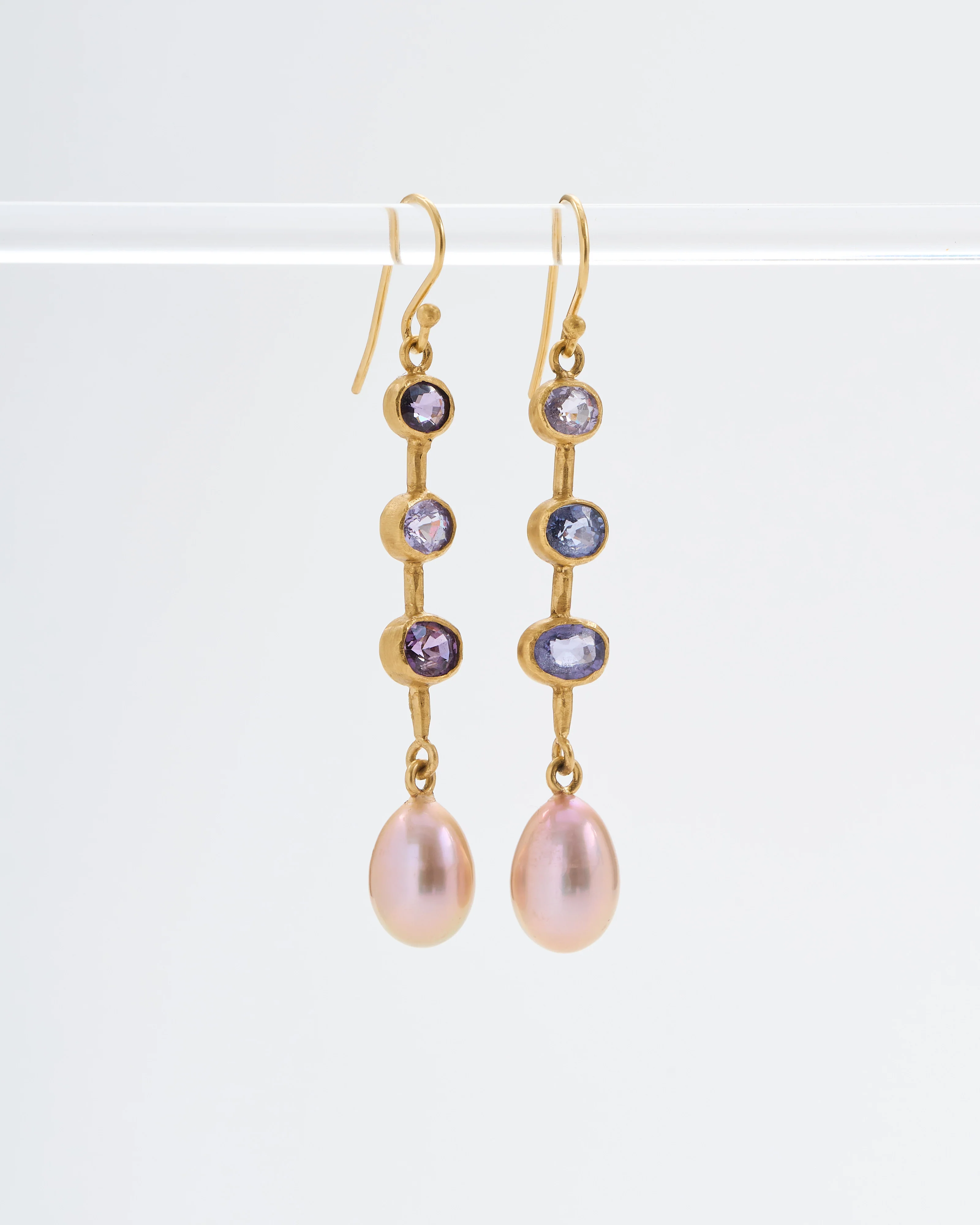 spinel and pearl stick earrings - Image 3