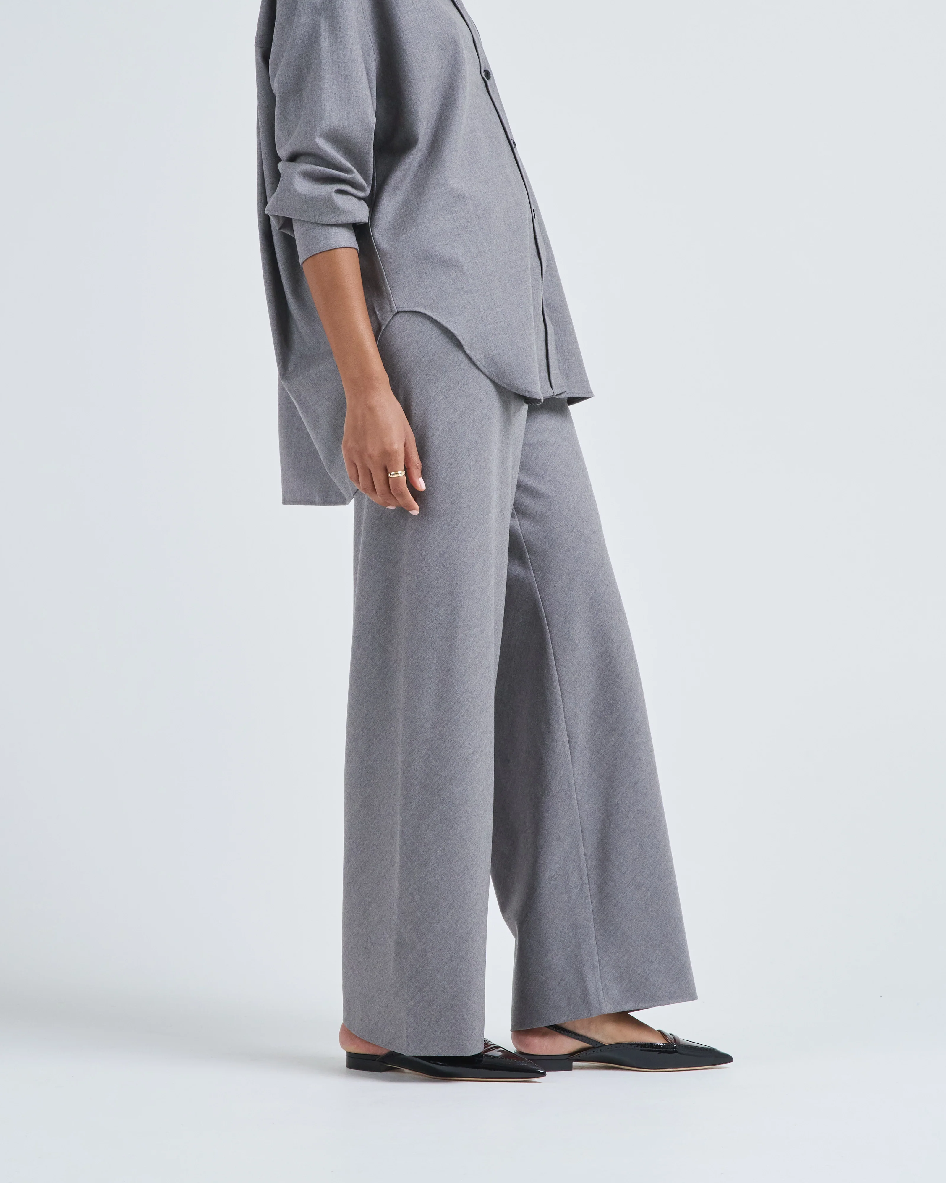 bias cut trouser in heather grey - Image 2