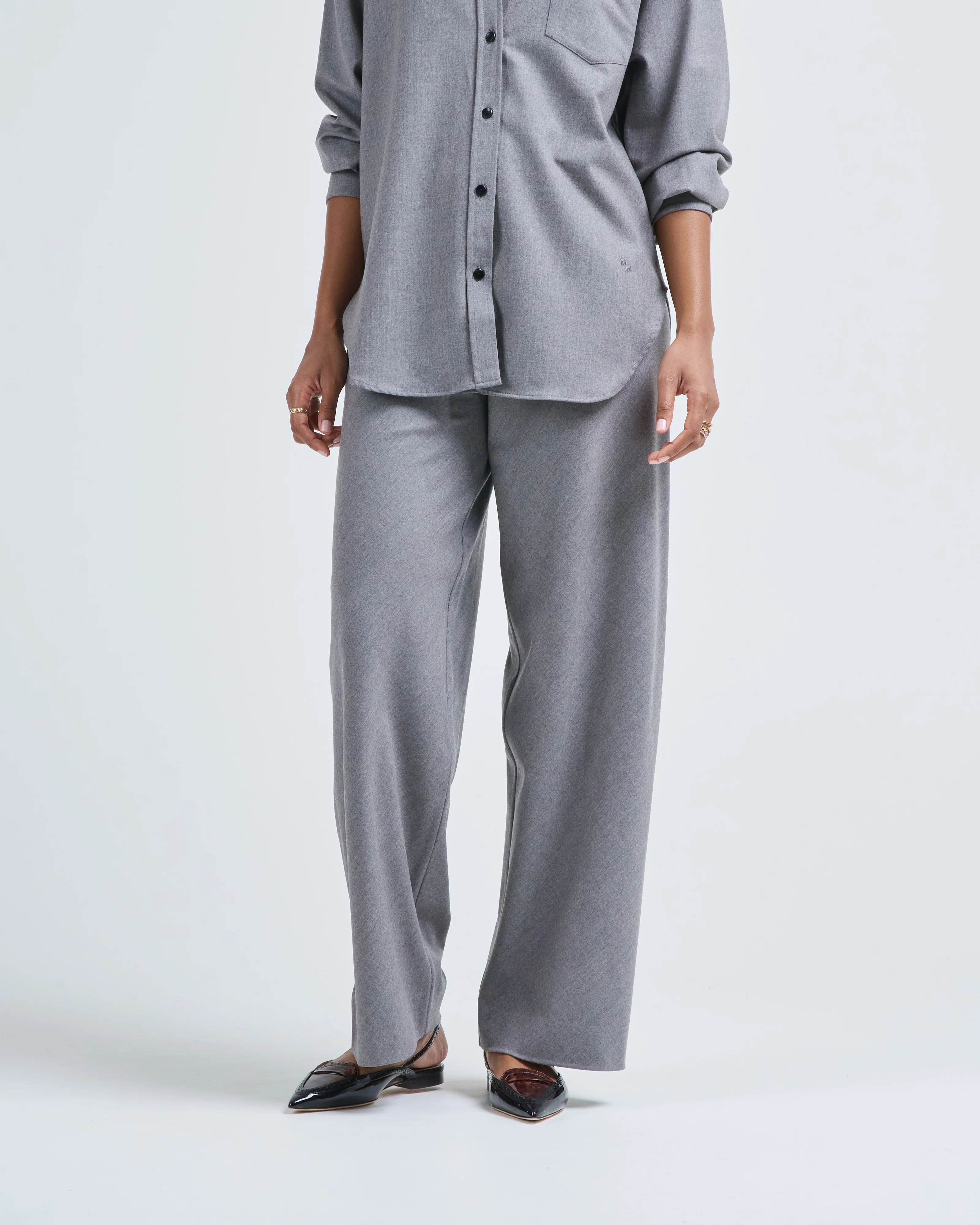 bias cut trouser in heather grey - Image 3