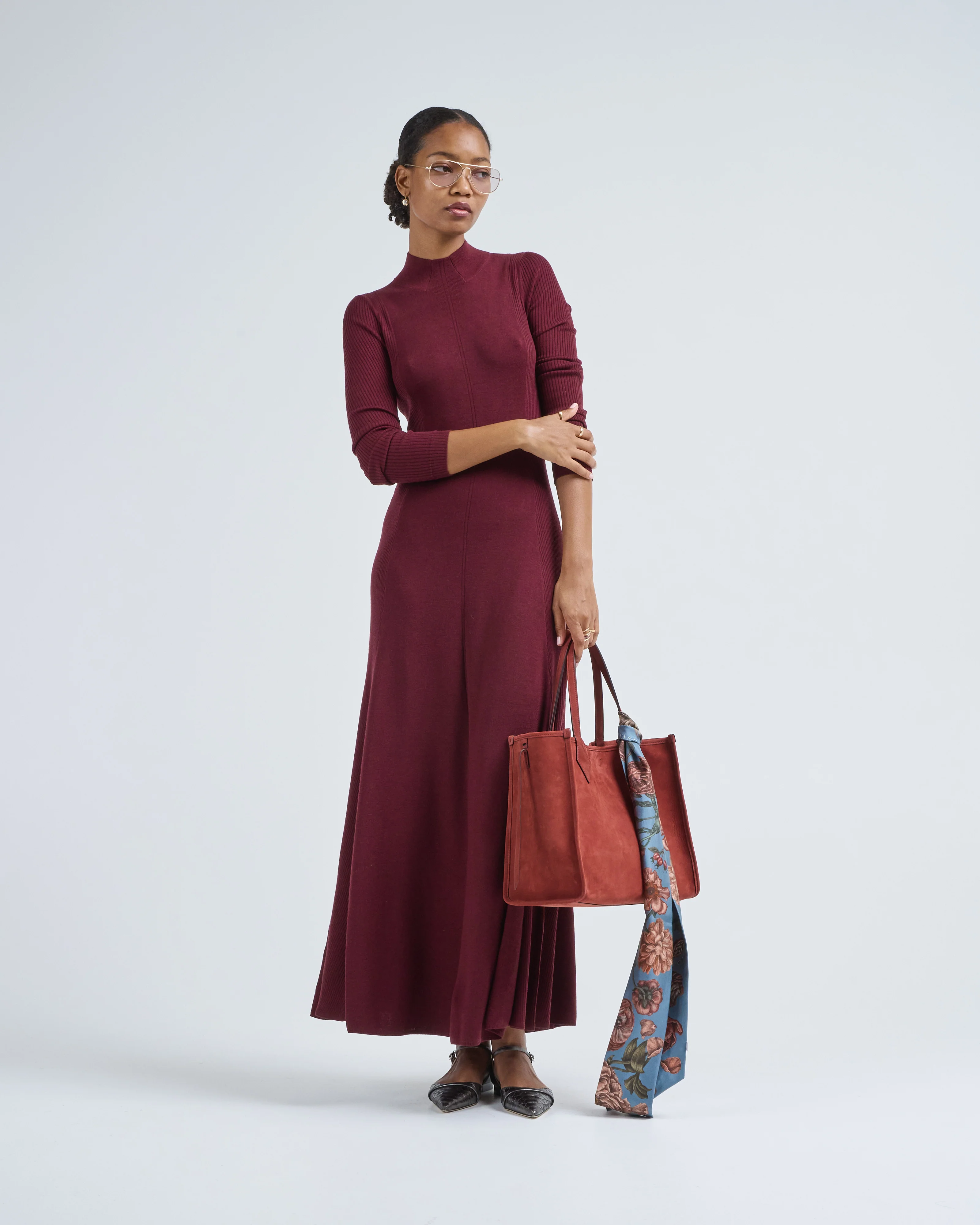 rib godet dress