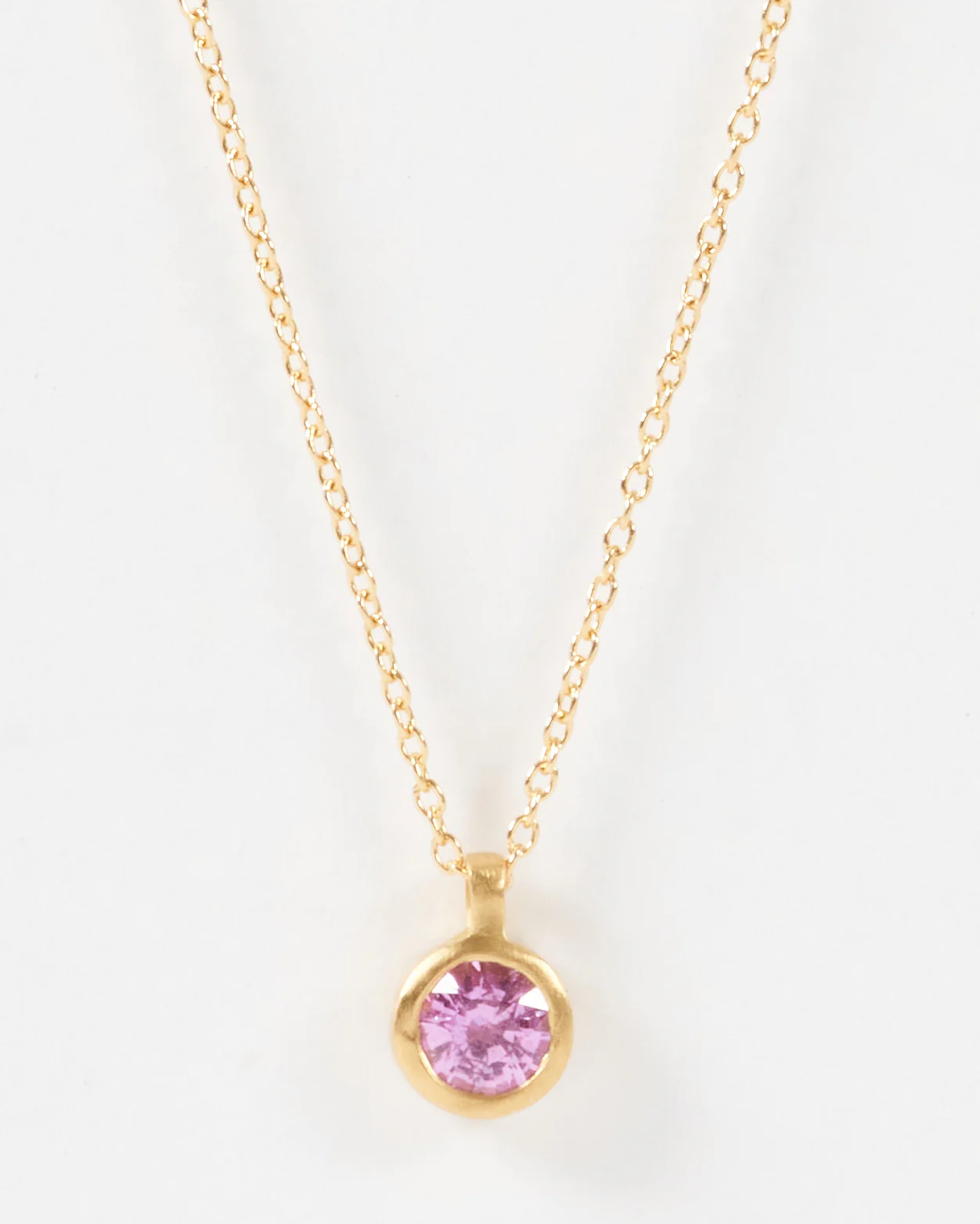 4mm pink sapphire pendant necklace - Image 2