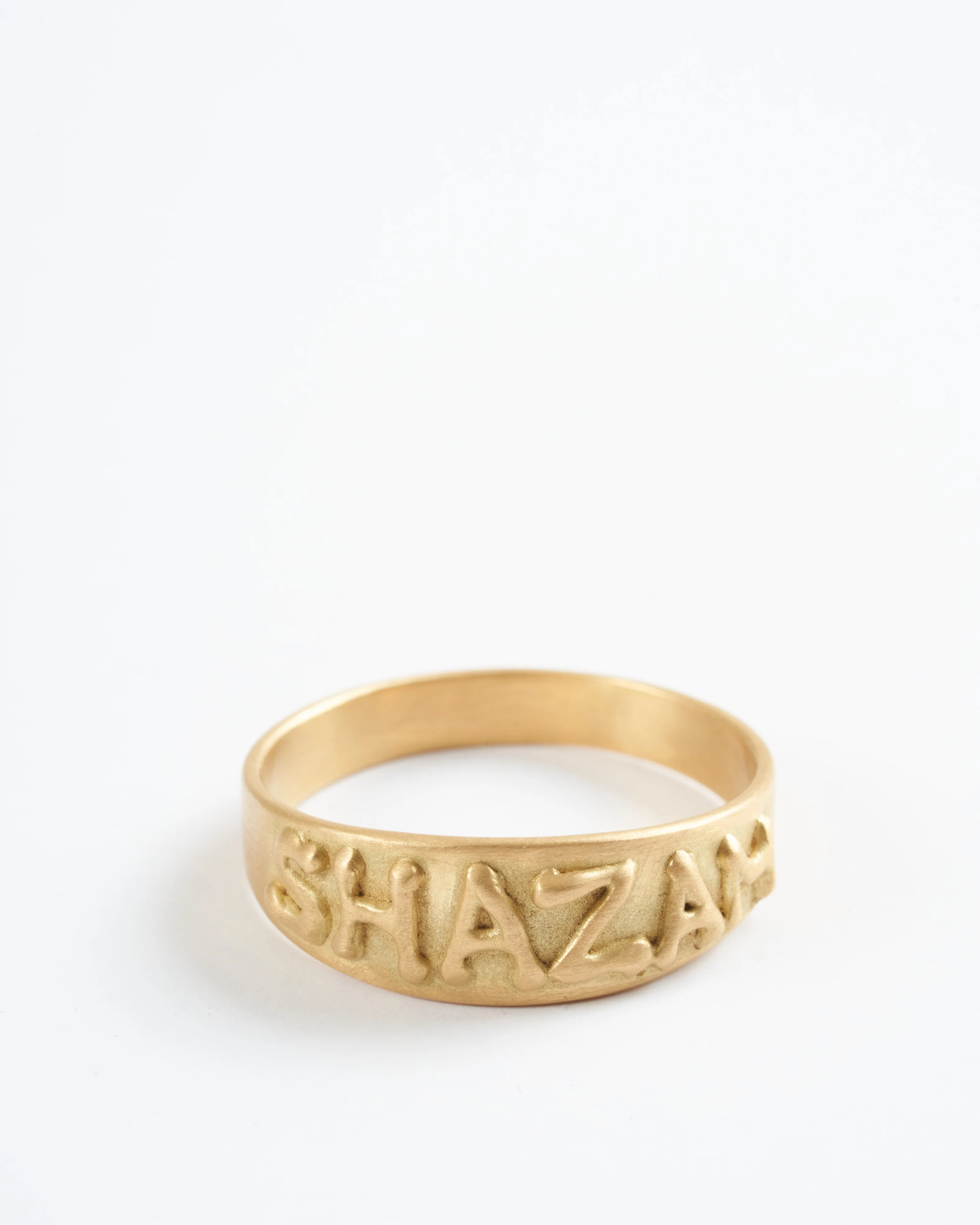 text signet ring - gold