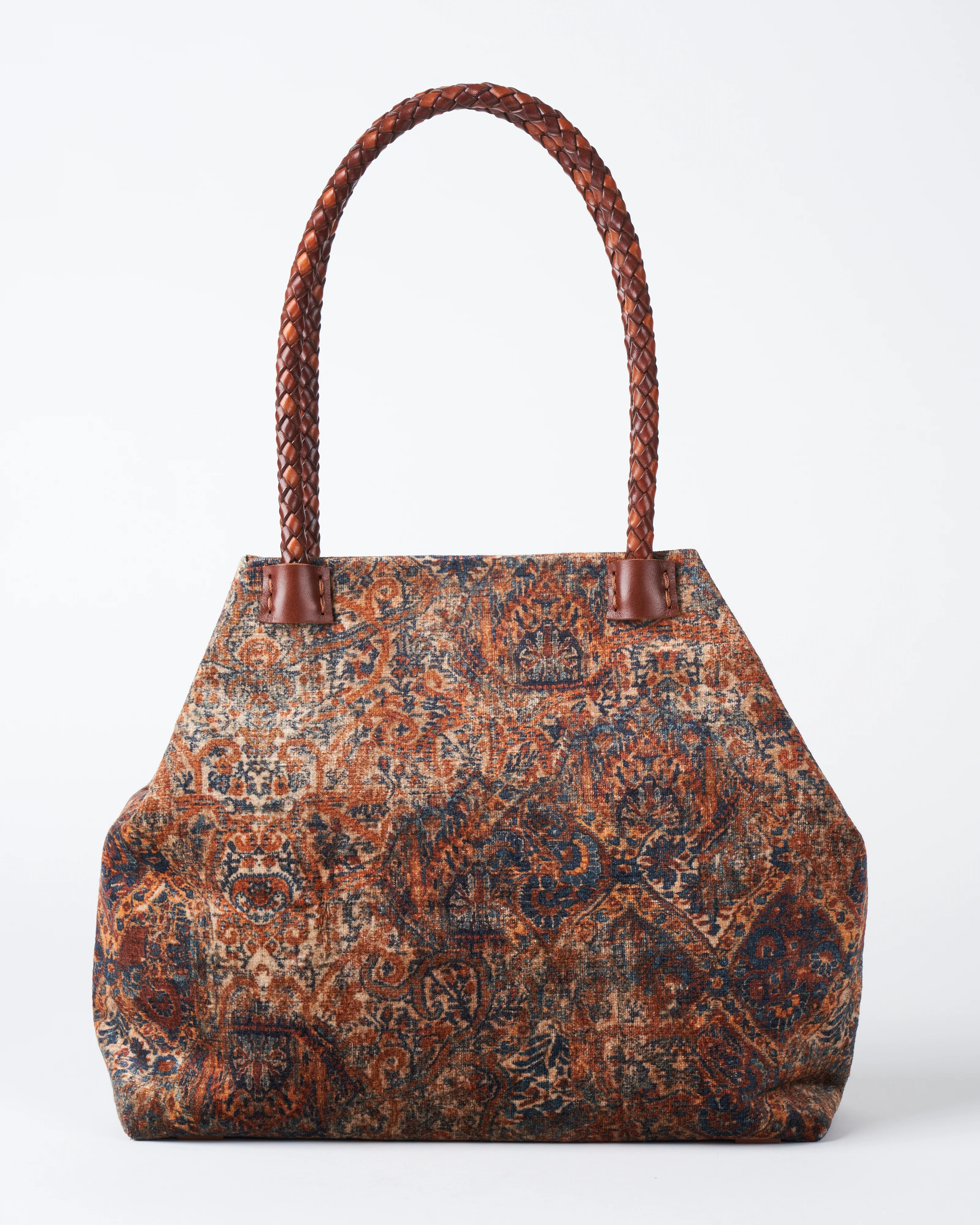 elizabeth velvet tote w/ leather handles - chestnut/blue - Image 2