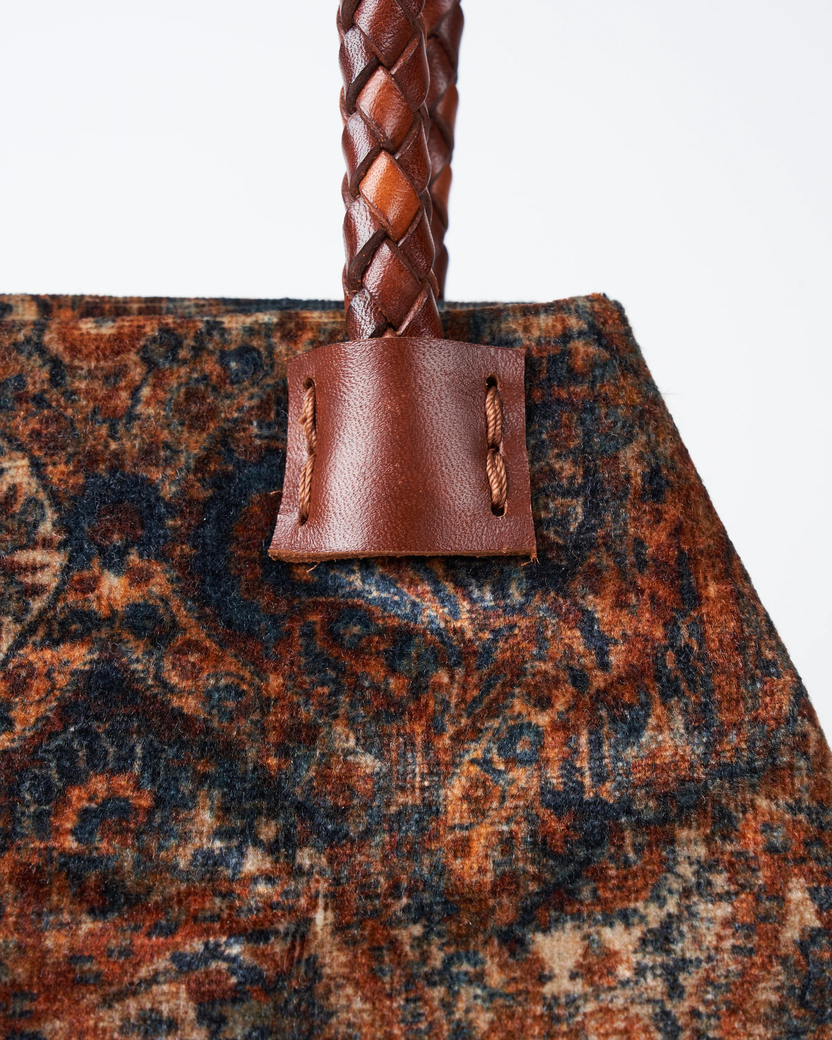 elizabeth velvet tote w/ leather handles - chestnut/blue - Image 4