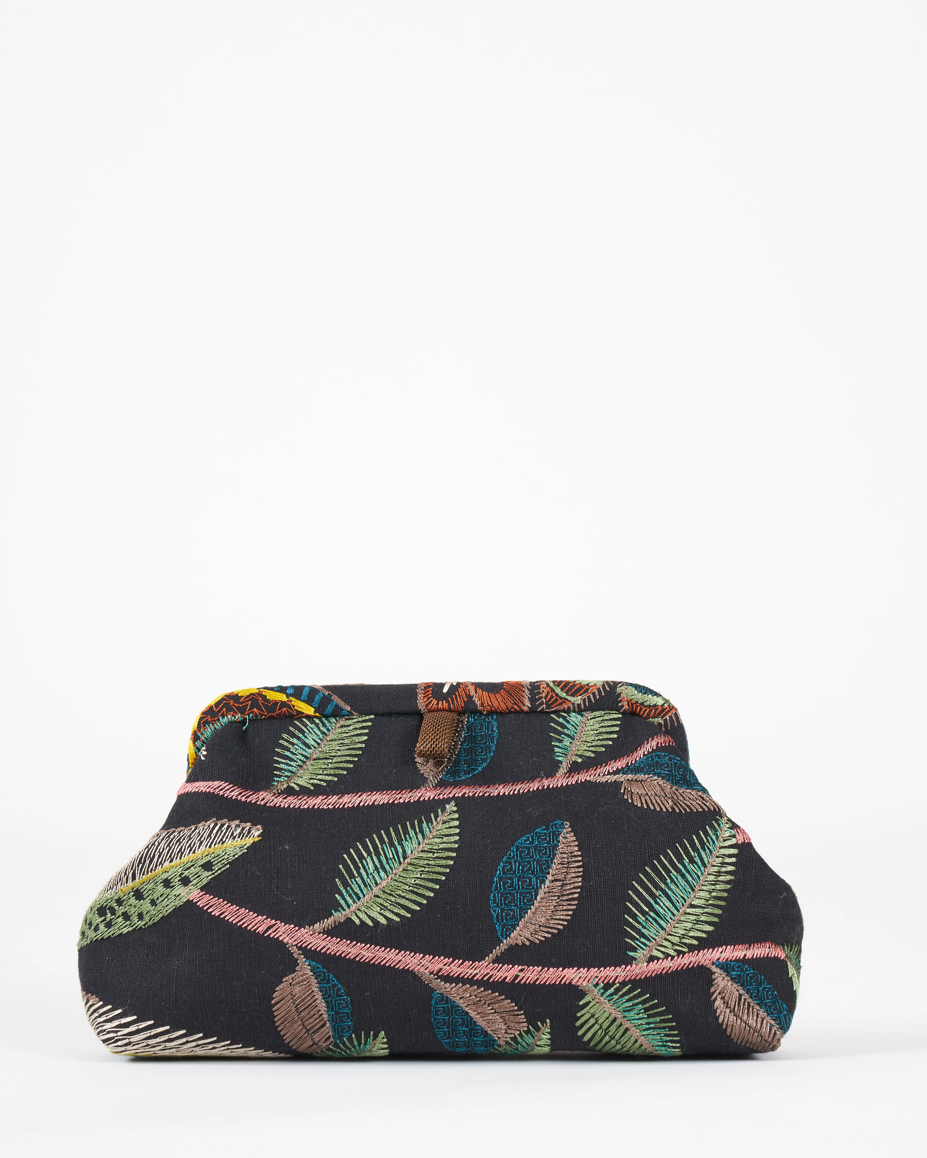 liette embroidered clutch - black/green - Image 2