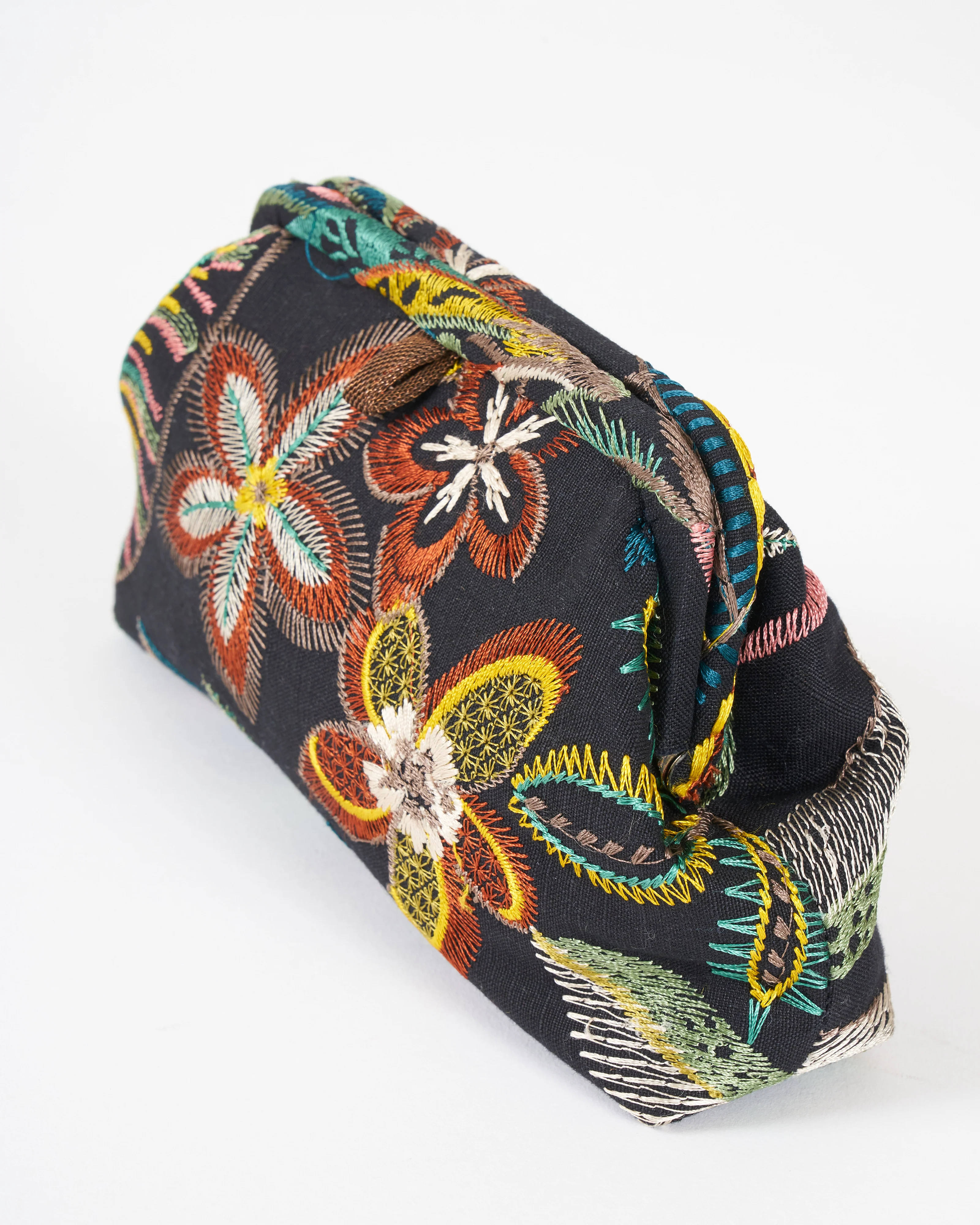 liette embroidered clutch - black/green - Image 3