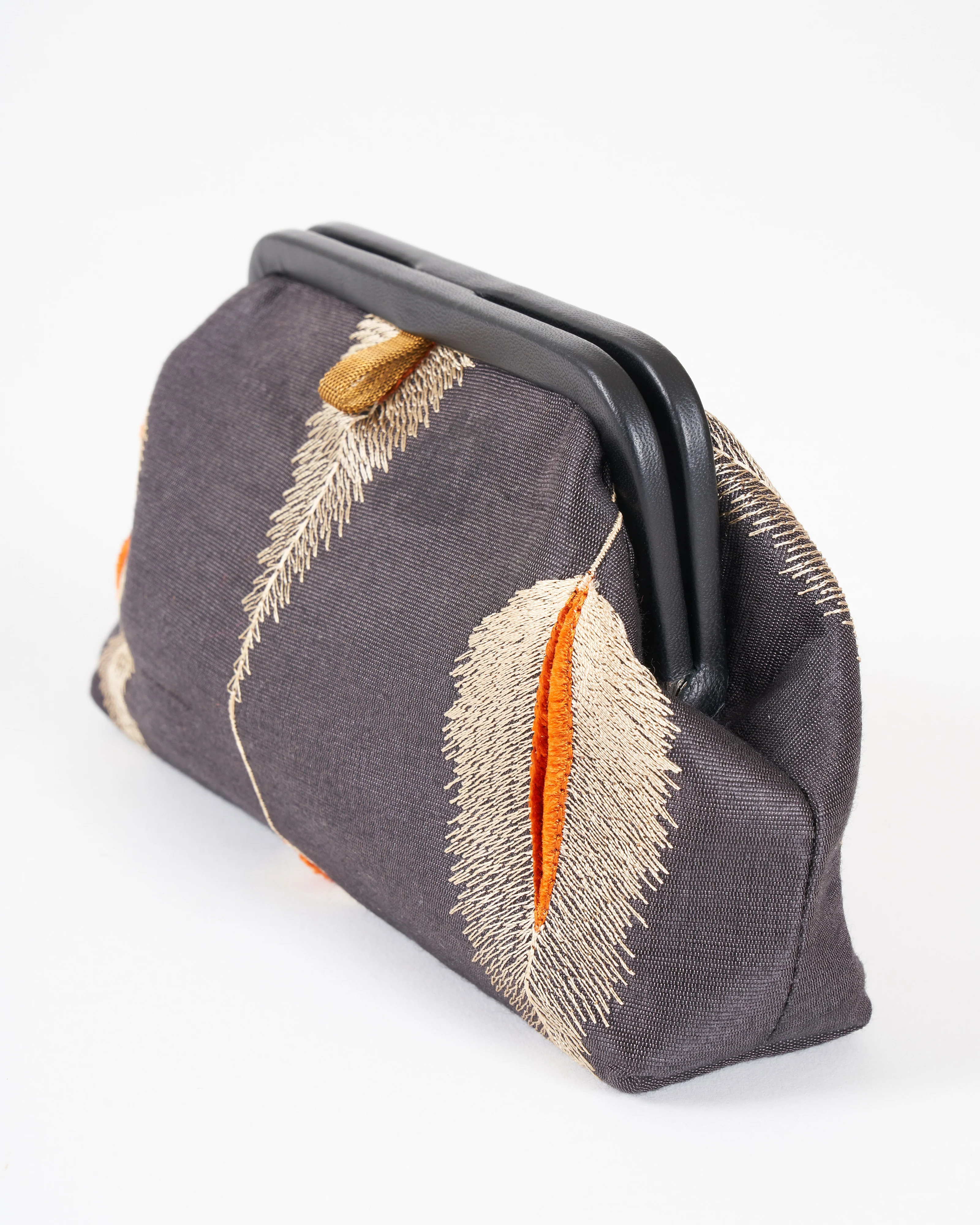 liette embroidered clutch - black/taupe/orange - Image 2