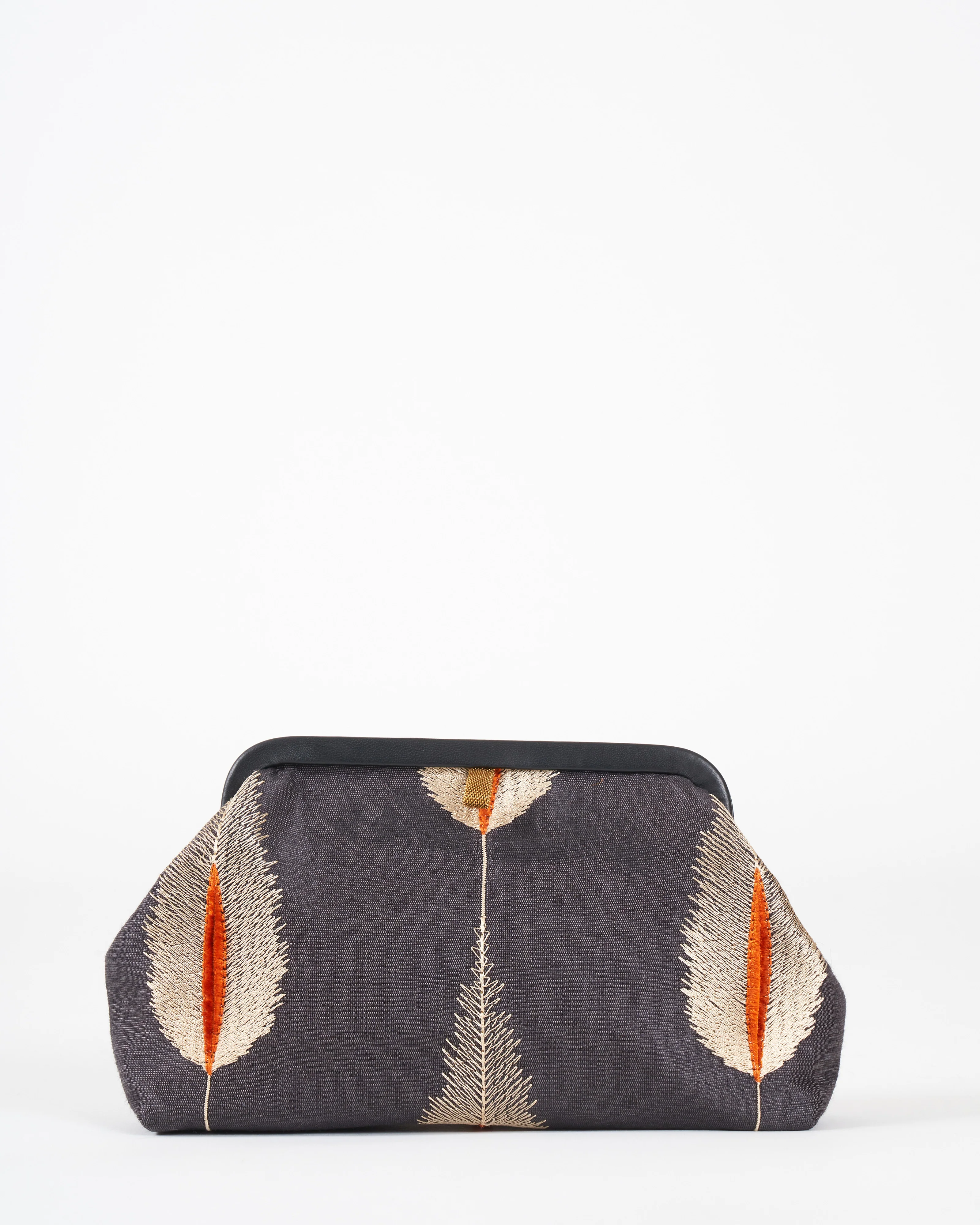 liette embroidered clutch - black/taupe/orange - Image 5