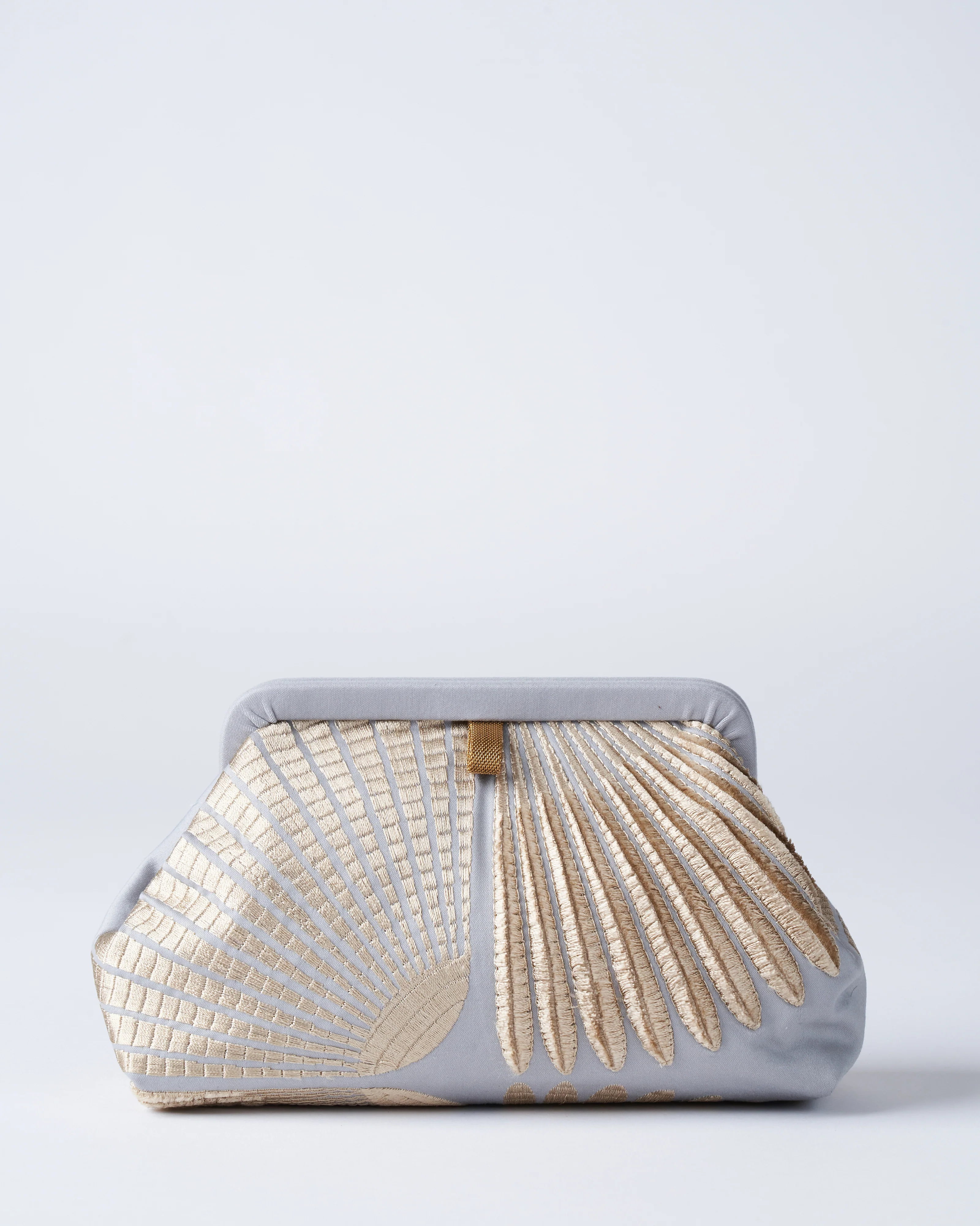 liette embroidered clutch - grey/natural