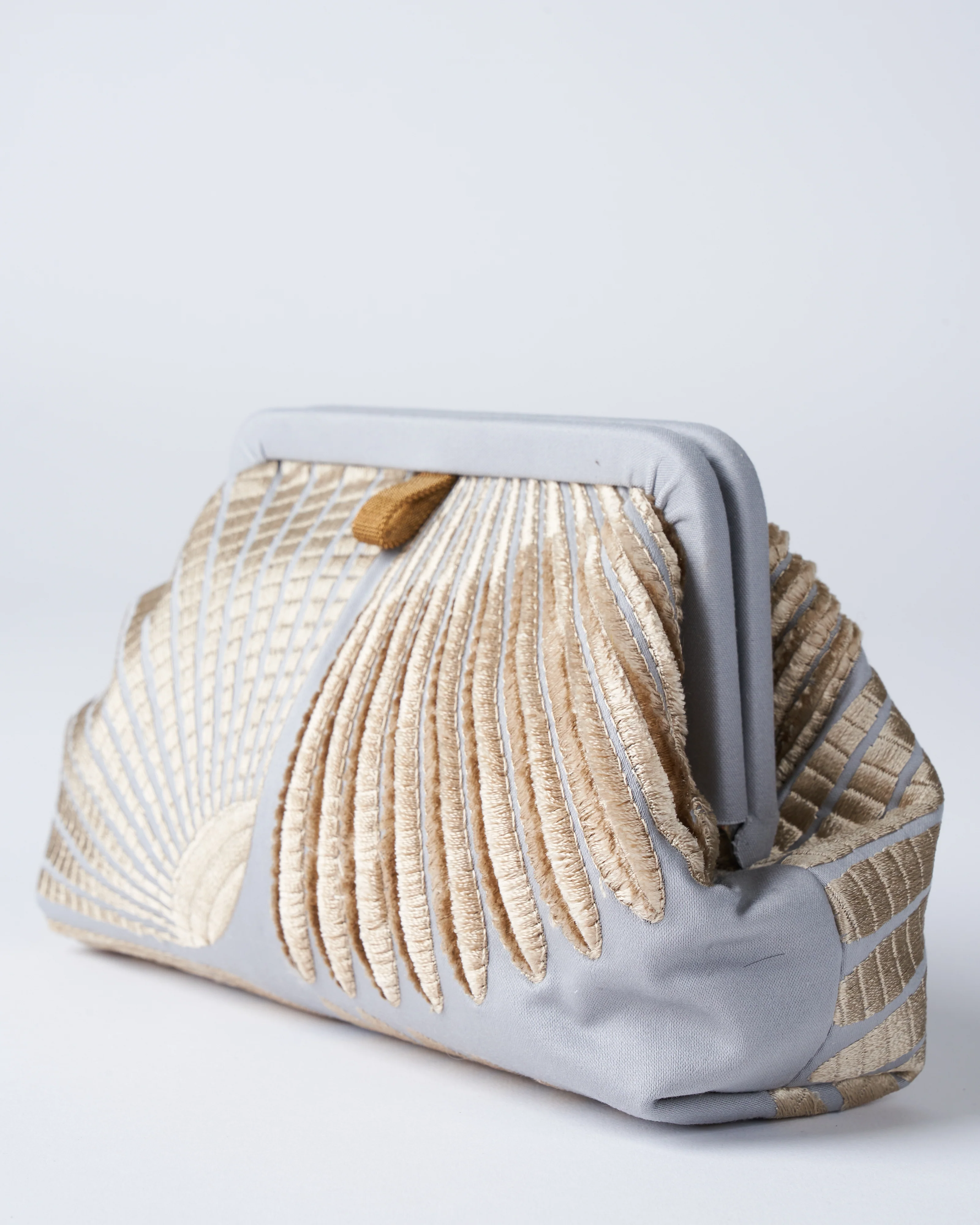 liette embroidered clutch - grey/natural - Image 2
