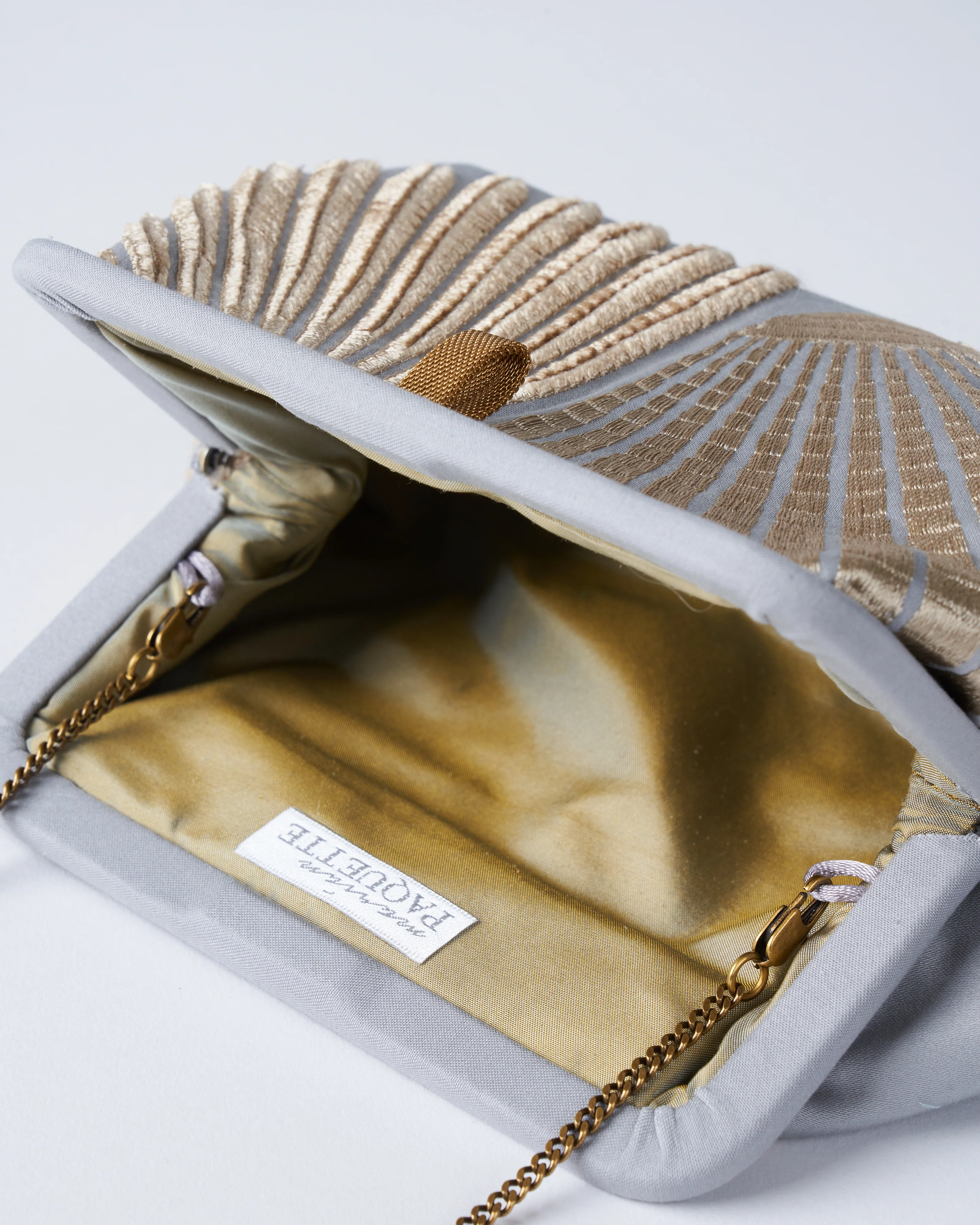 liette embroidered clutch - grey/natural - Image 3