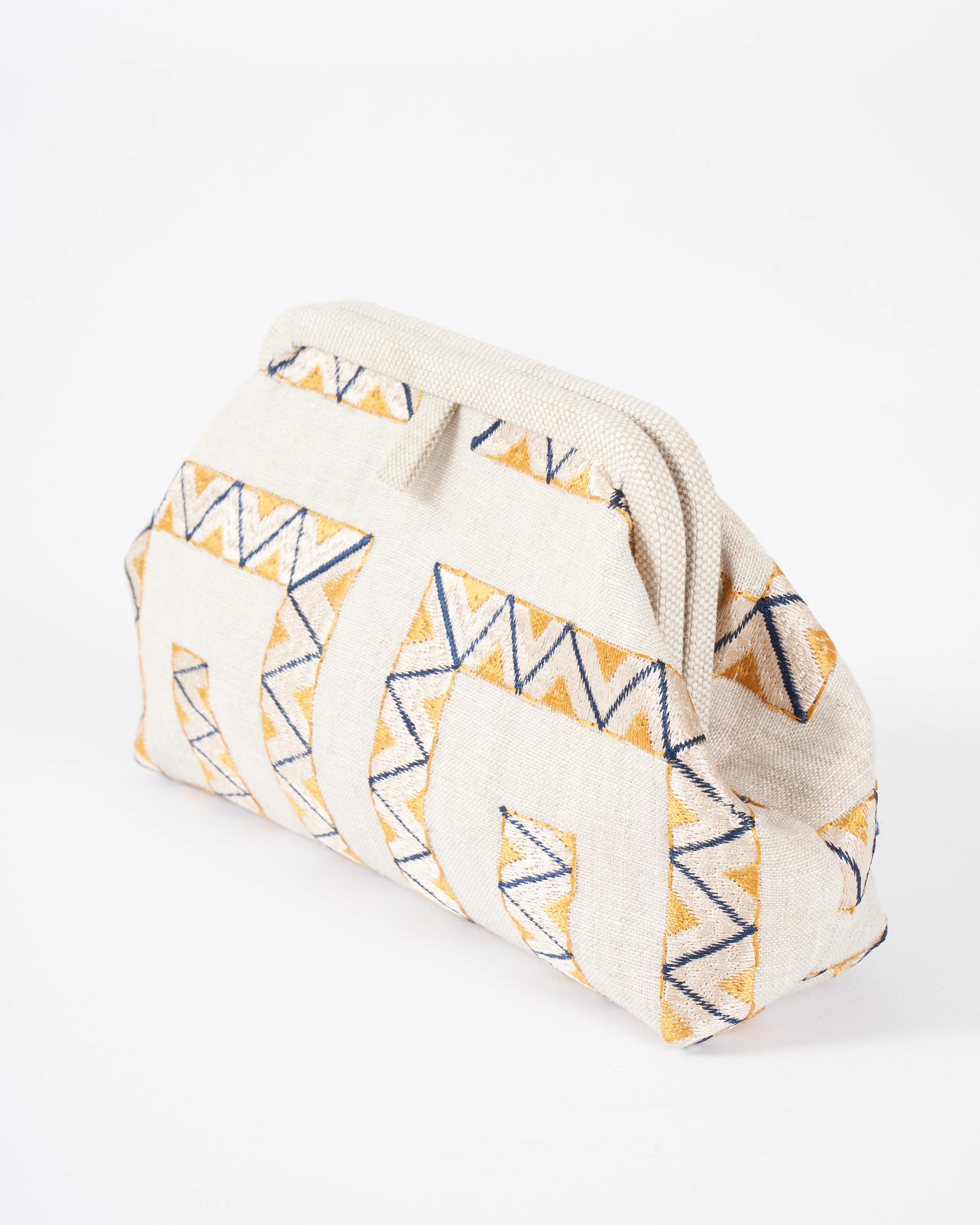 liette embroidered clutch - taupe/gold - Image 2