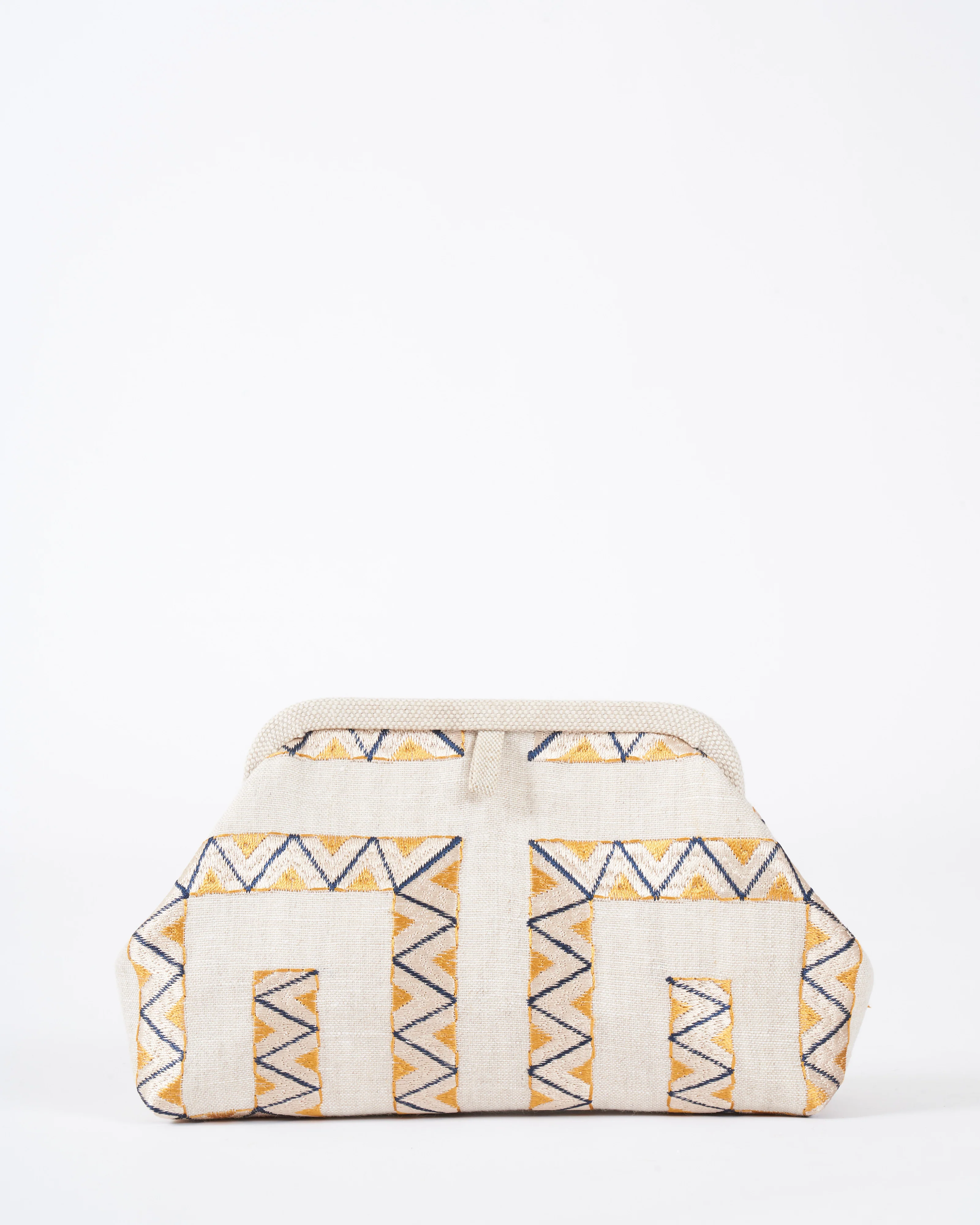 liette embroidered clutch - taupe/gold - Image 4