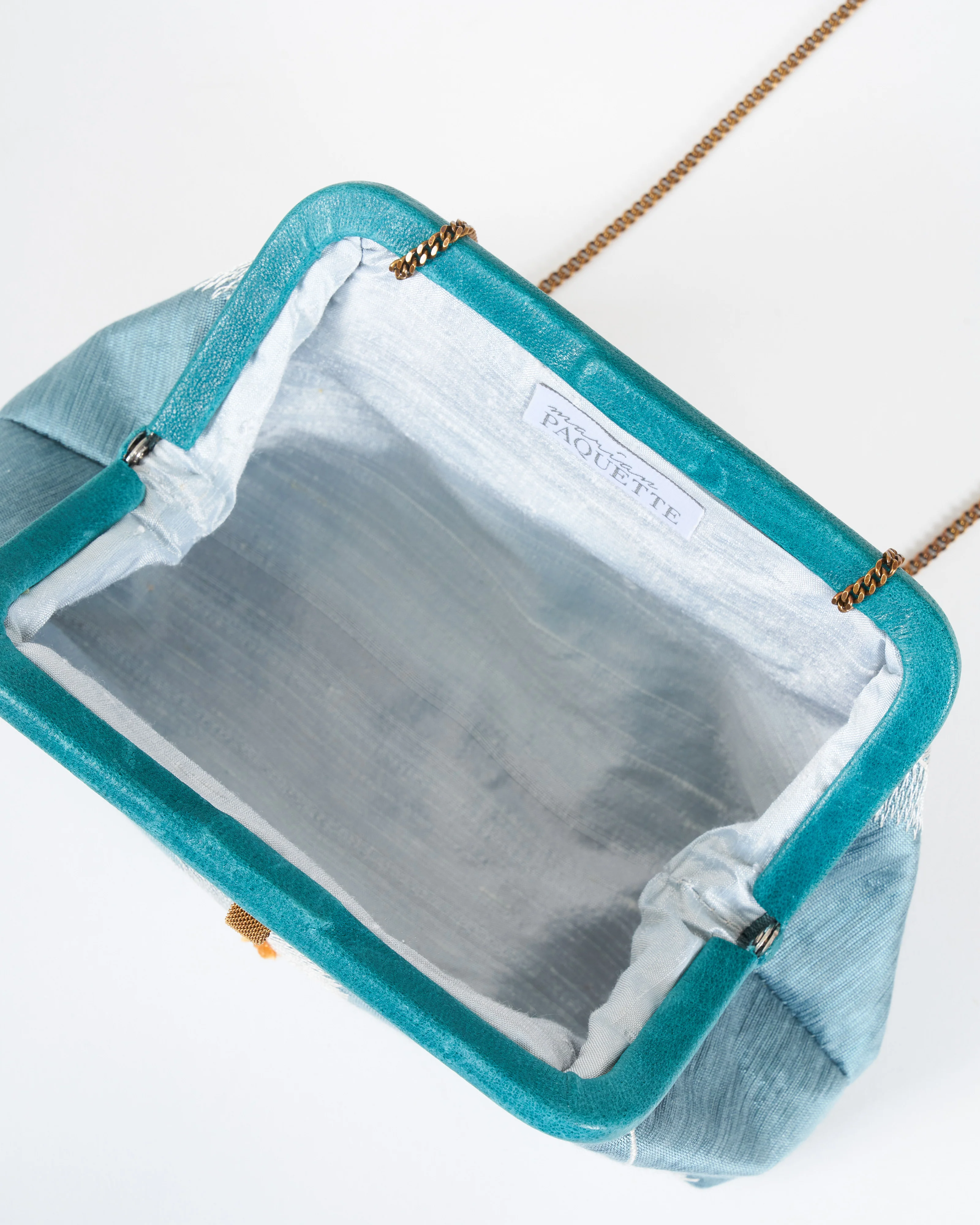 liette embroidered clutch - teal/white/orange - Image 3
