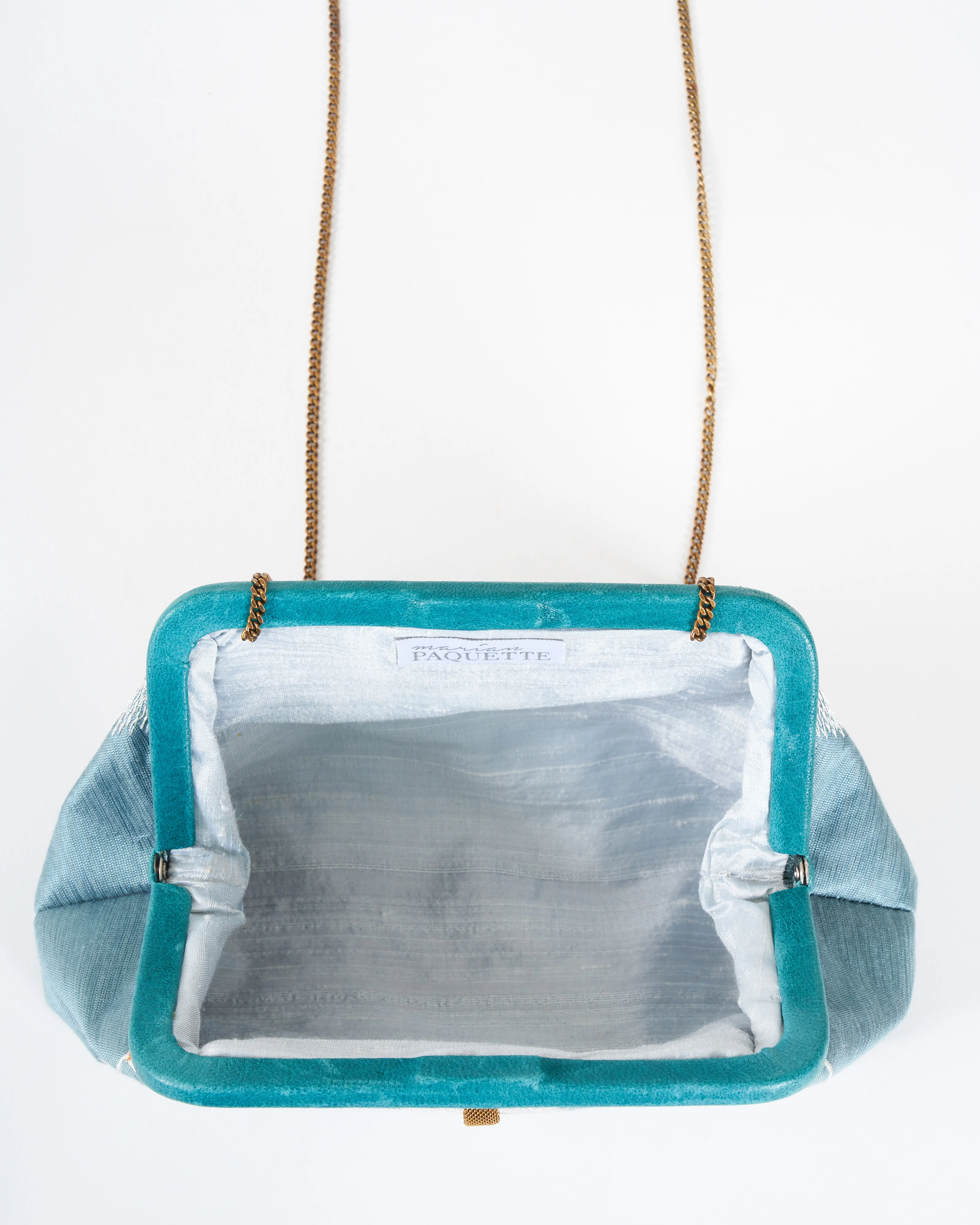 liette embroidered clutch - teal/white/orange - Image 4