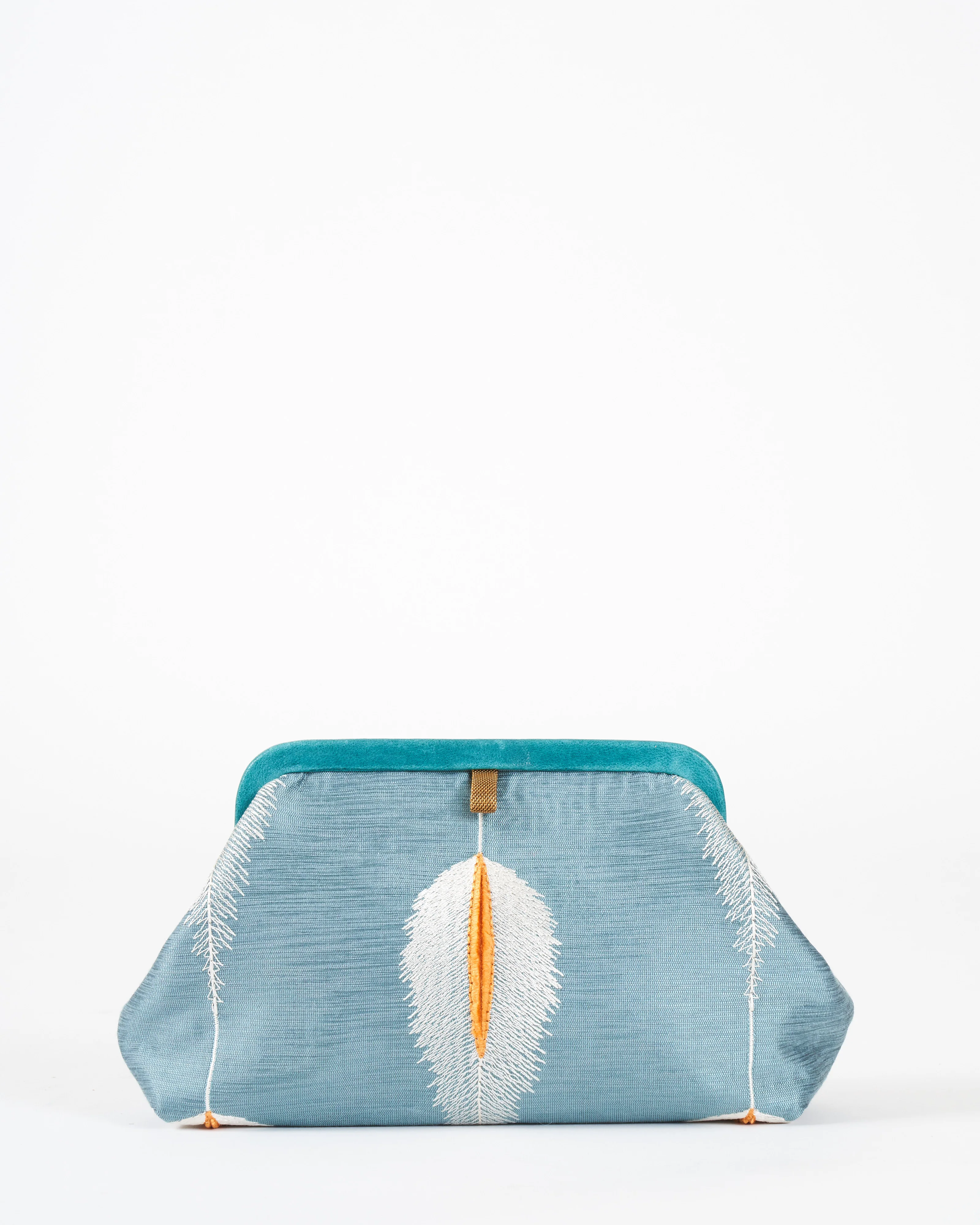 liette embroidered clutch - teal/white/orange - Image 5