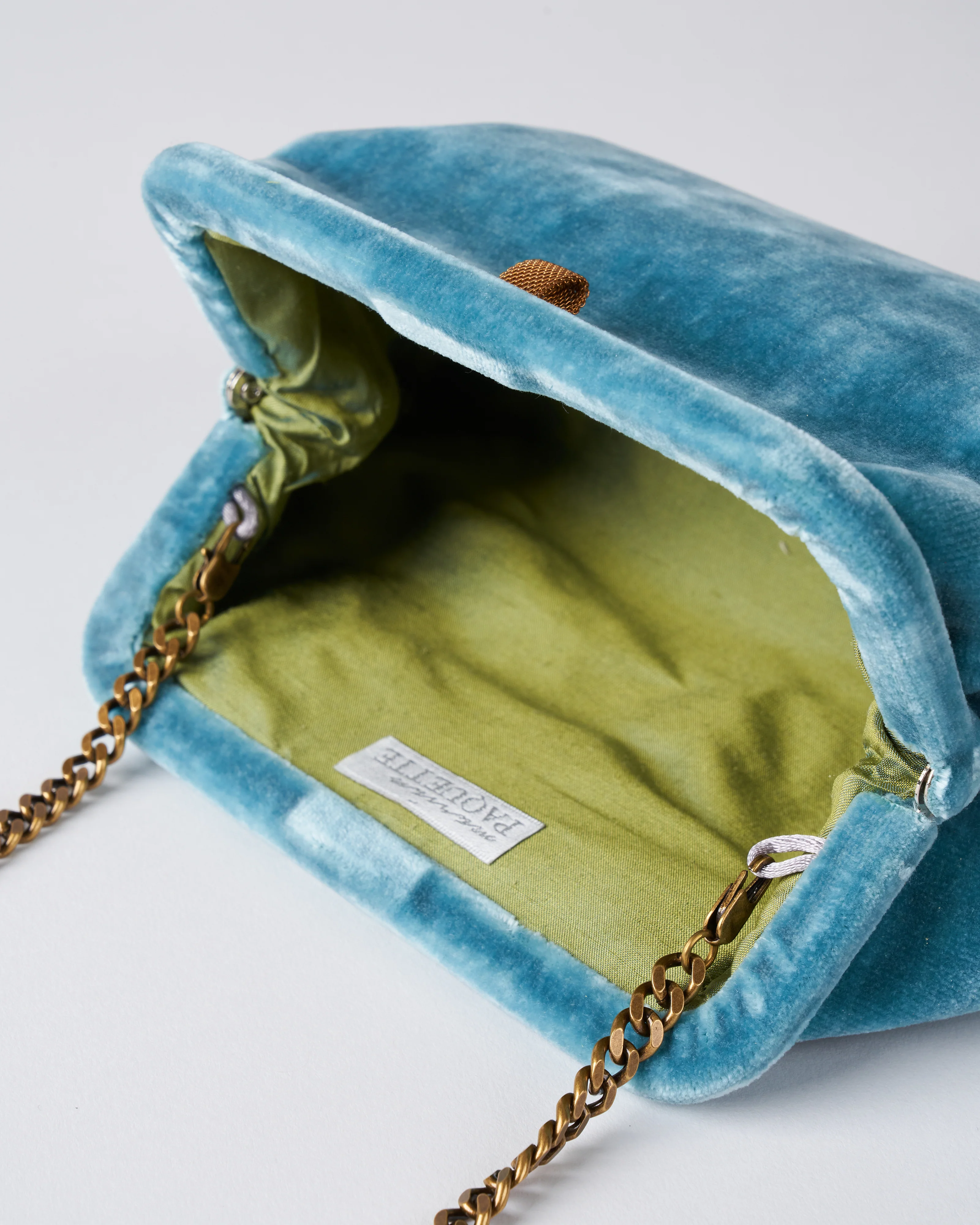 liette solid velvet clutch - aqua - Image 3