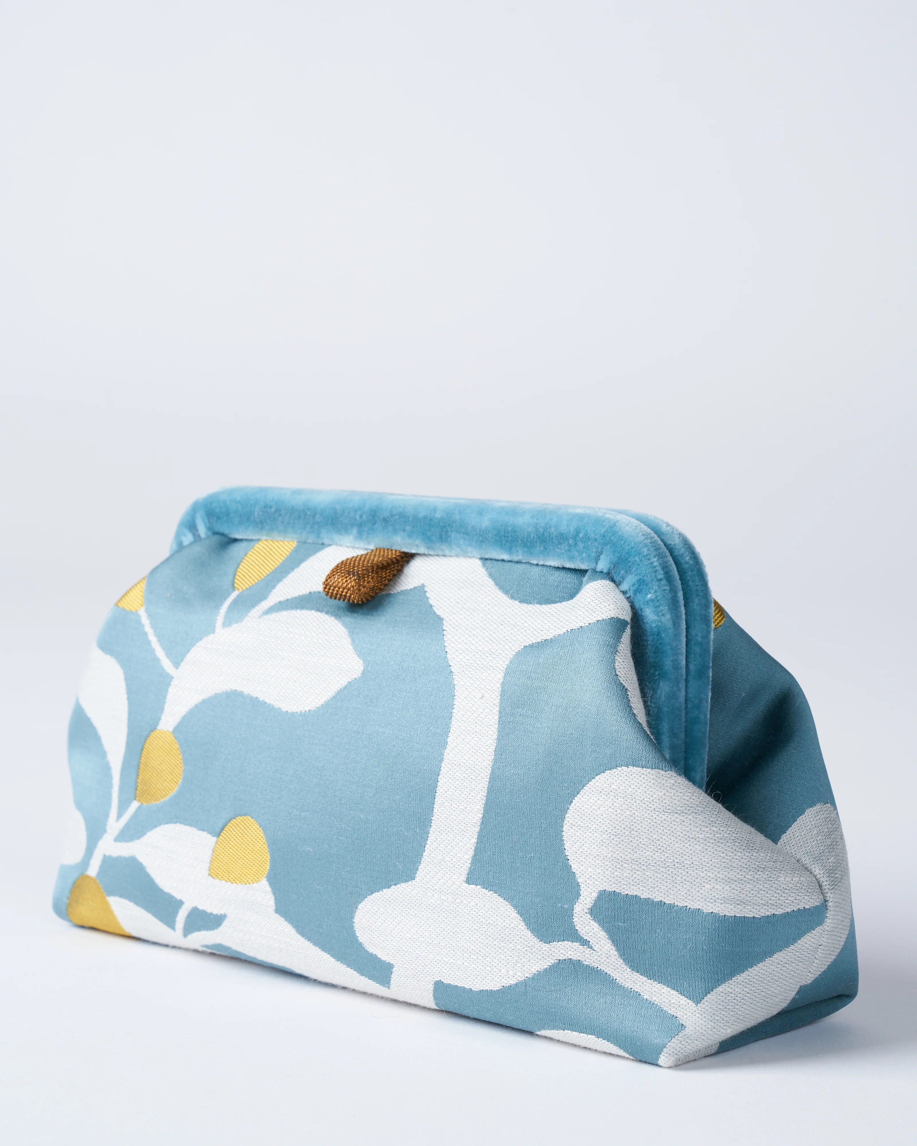 liette woven clutch - aqua/white/mustard - Image 2