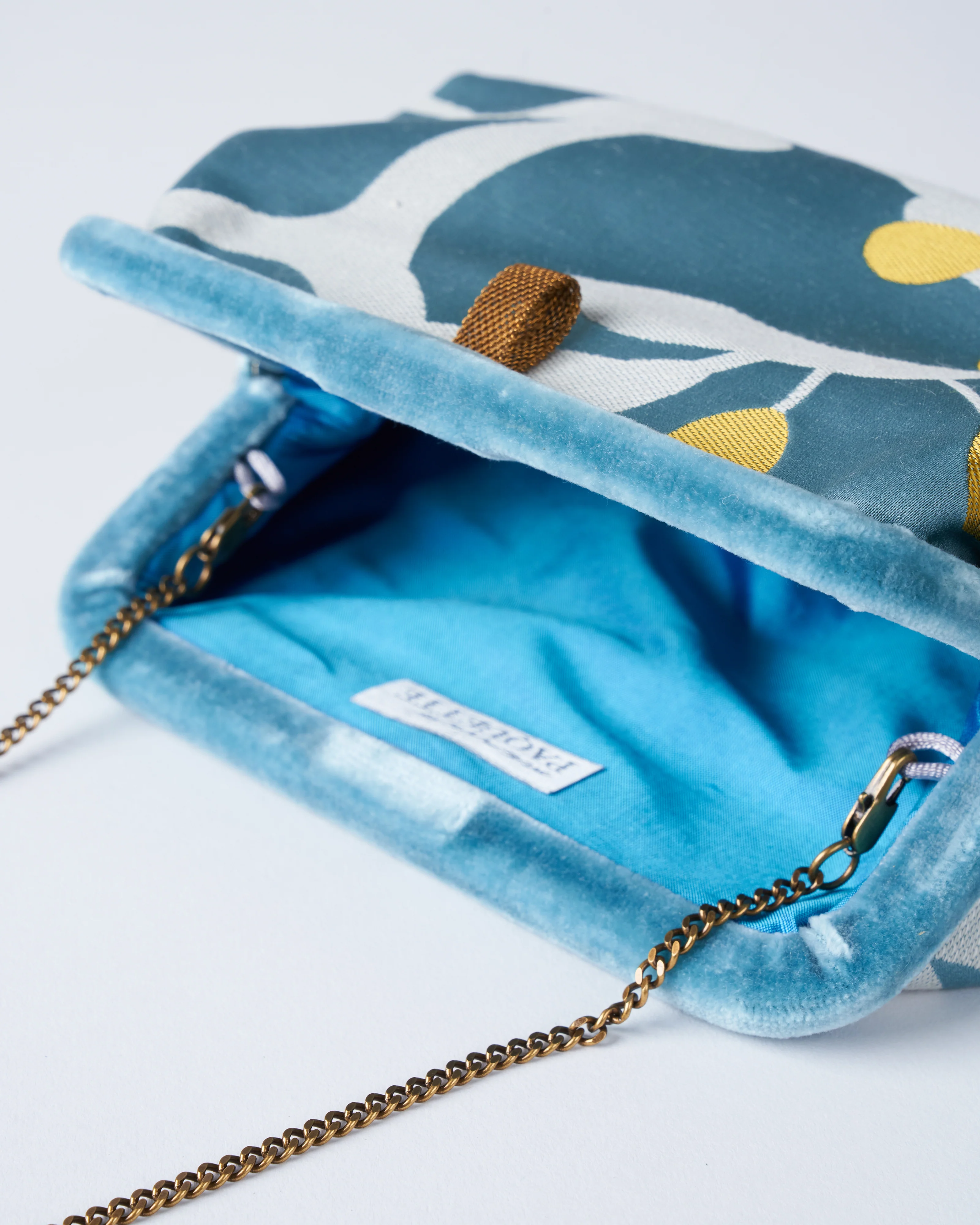 liette woven clutch - aqua/white/mustard - Image 3