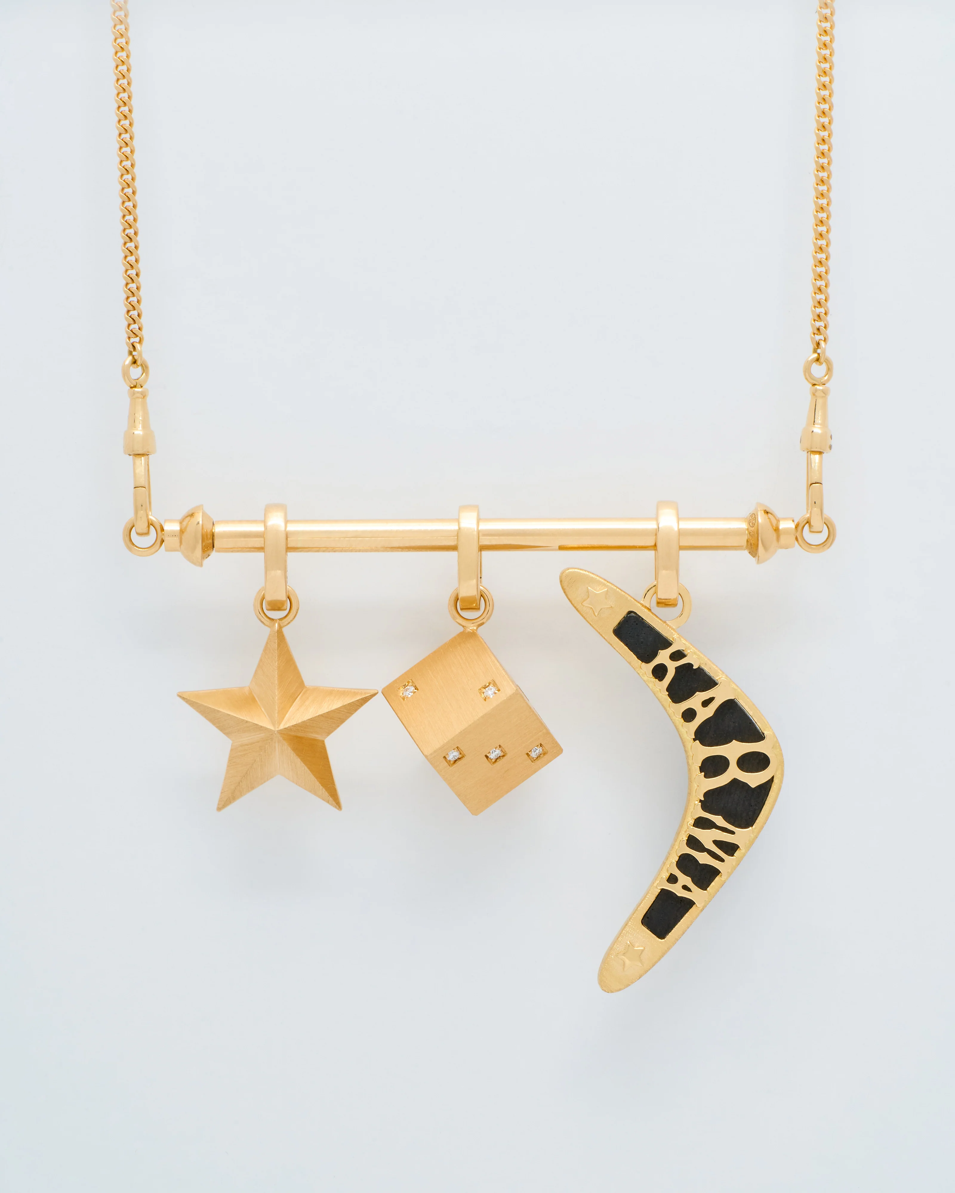 gold mini candy cane pendant on gourmette chain - Image 2