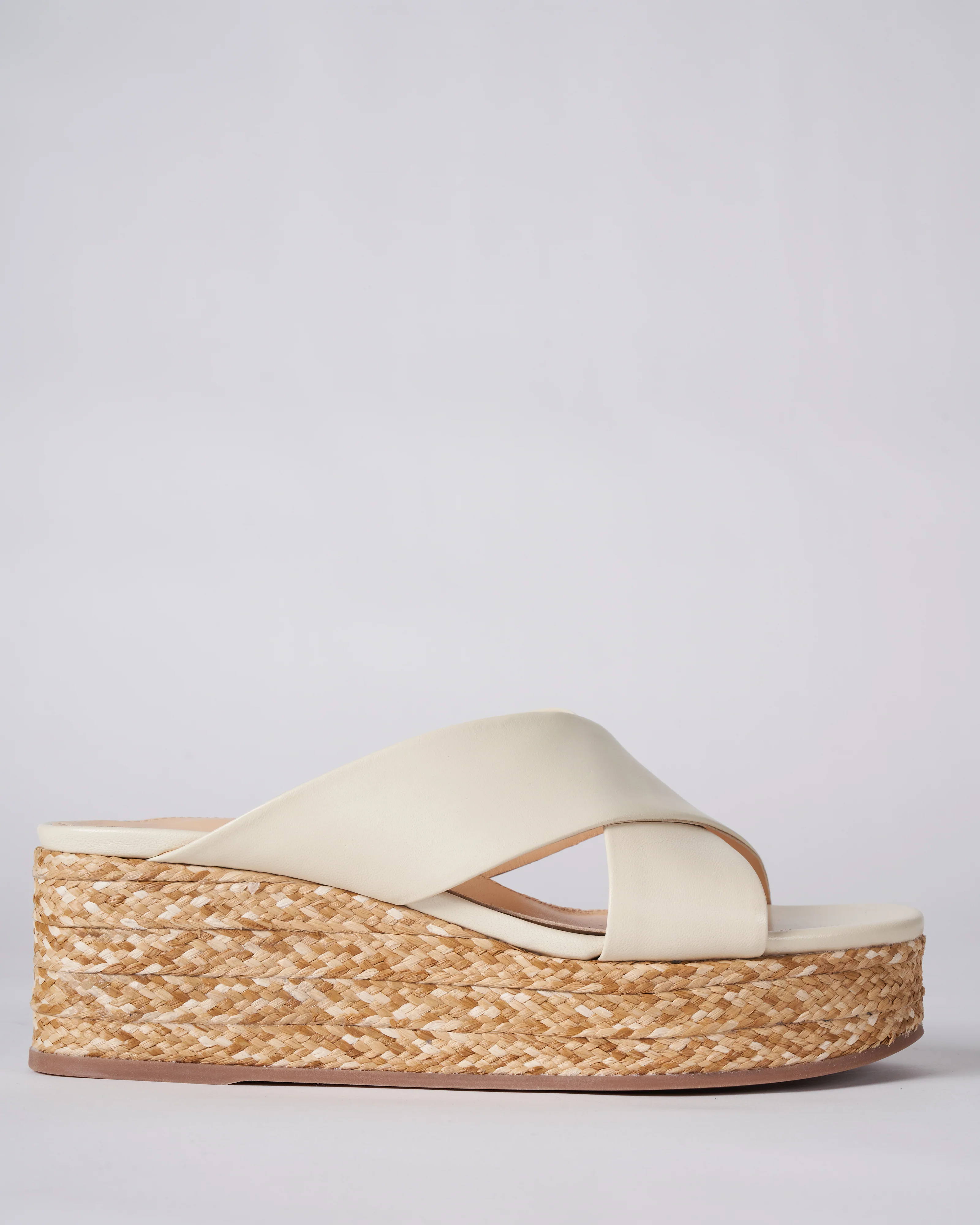 platform wedge nappa leather upper crisscross raffia heel - Image 3