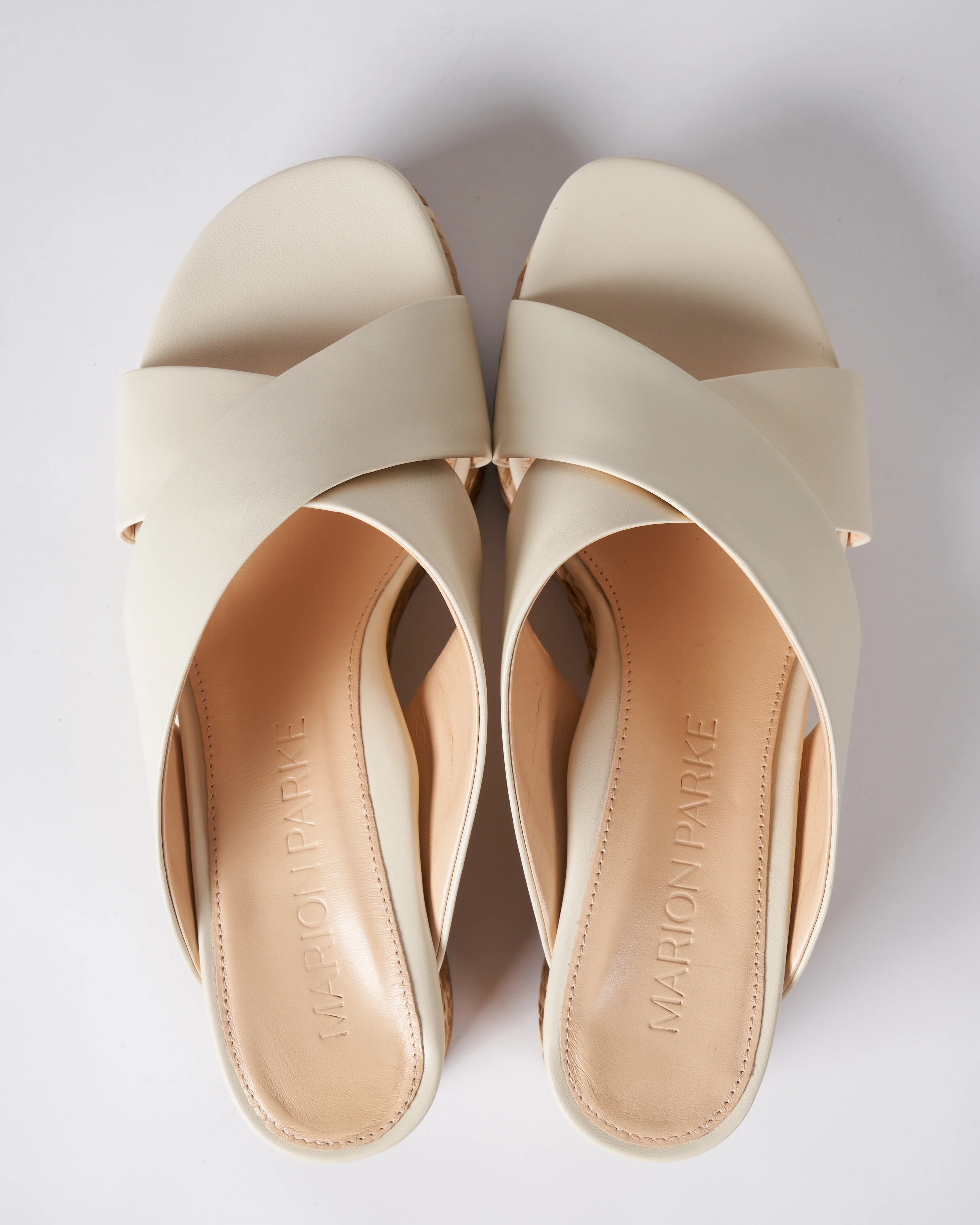platform wedge nappa leather upper crisscross raffia heel - Image 4