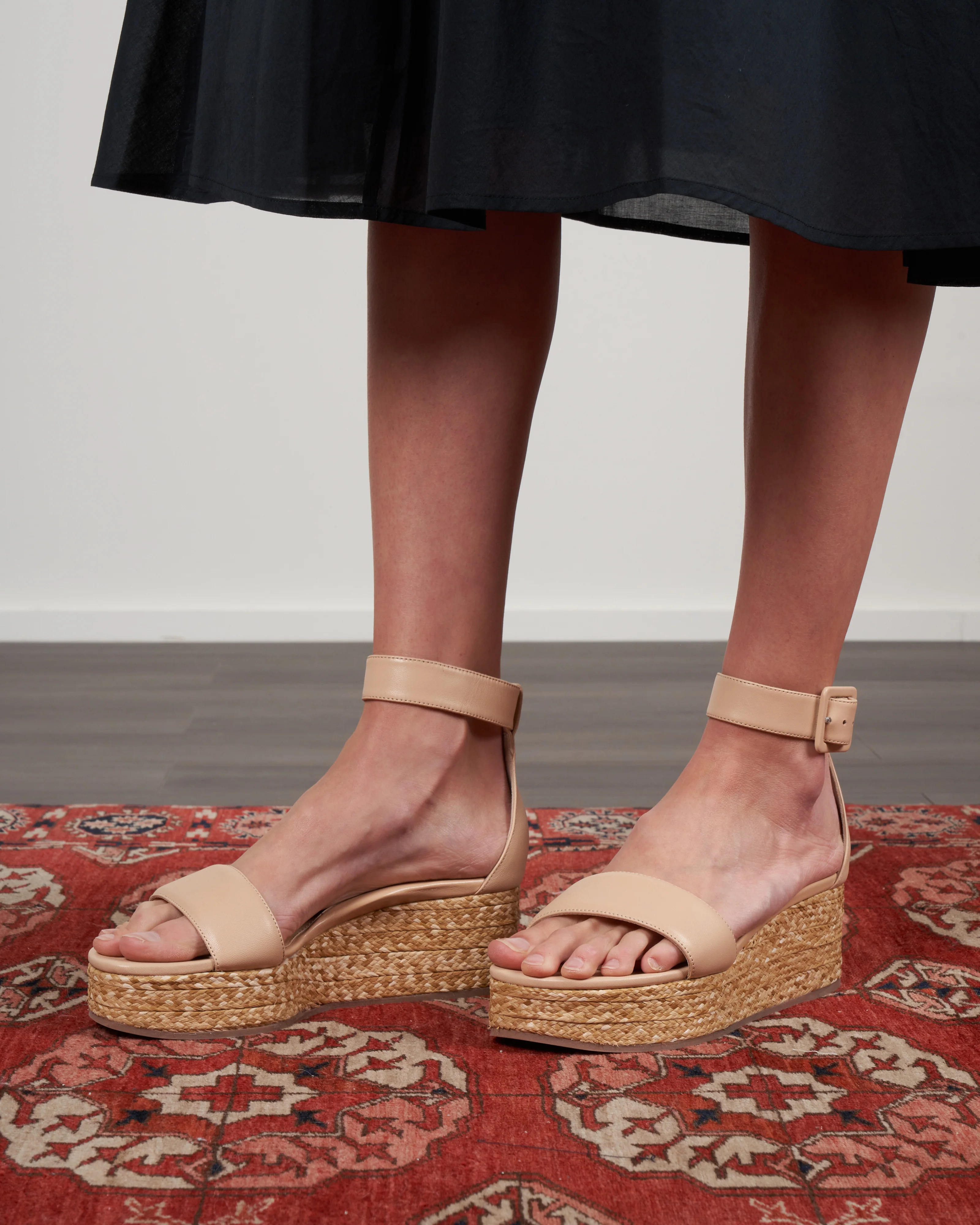 platform wedge upper puff nappa heel raffia - Image 2