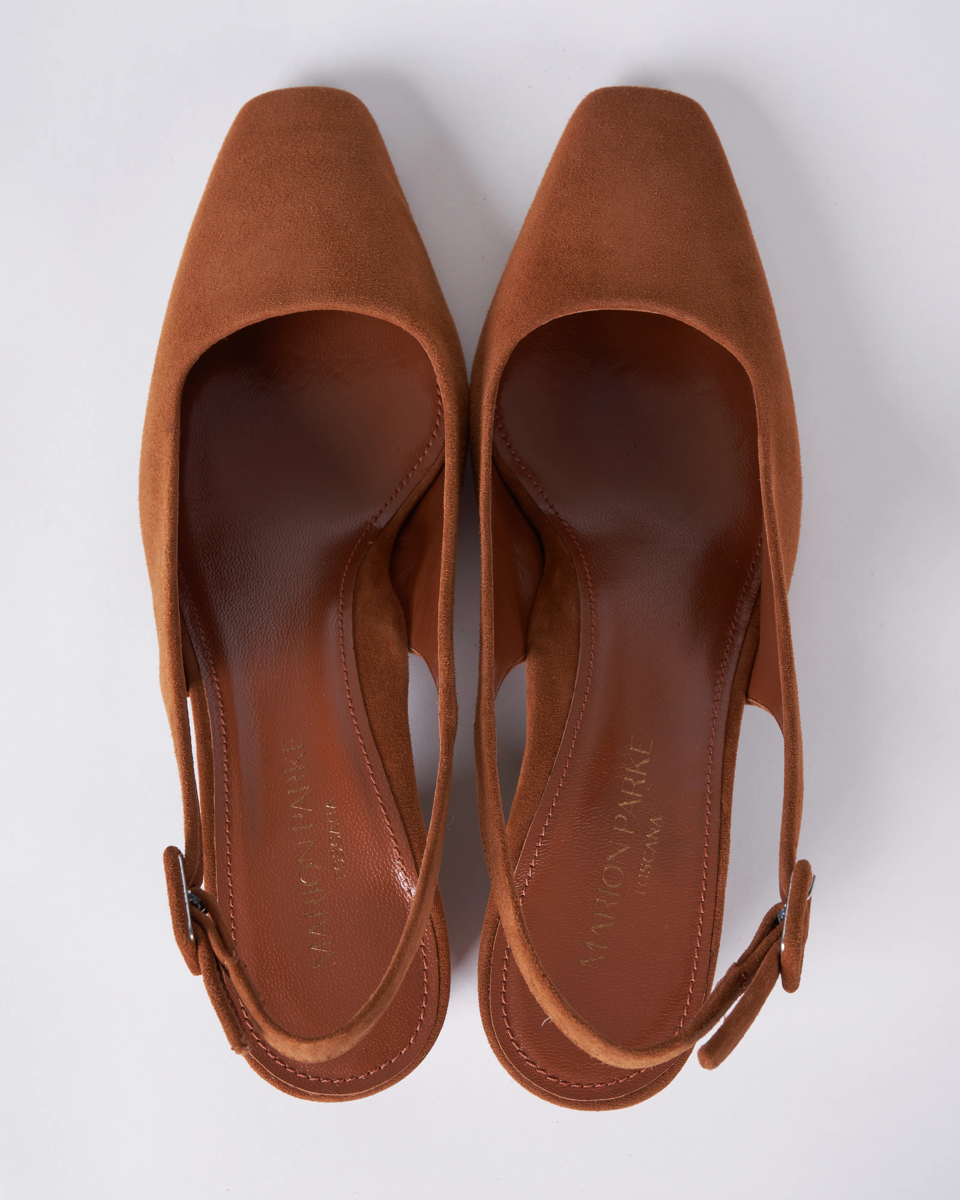 poppy square toe suede sling back - 2inch heel - camel/suede - Image 3