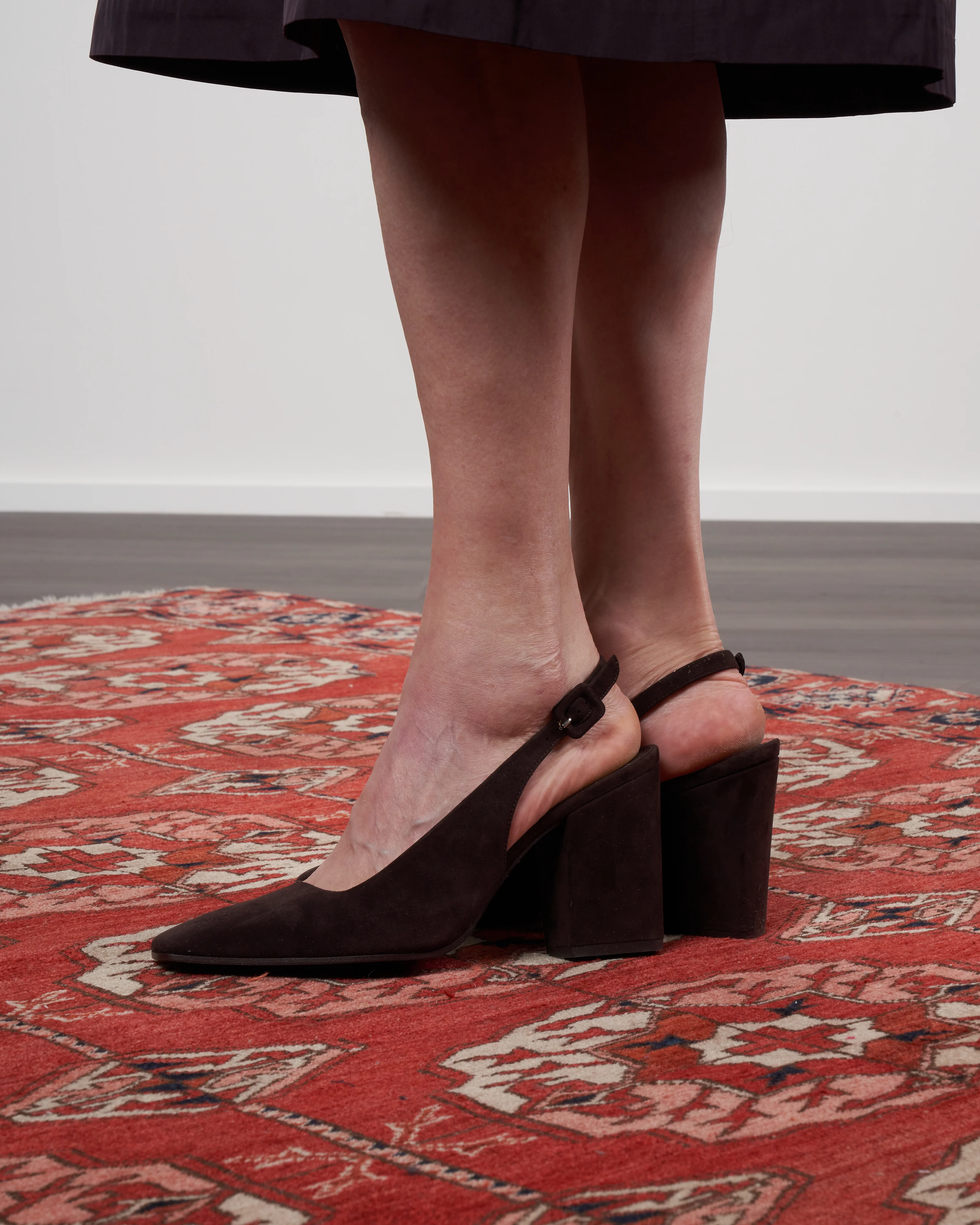 winona square toe suede sling back - 3.3inch heel - chocolate/suede - Image 2